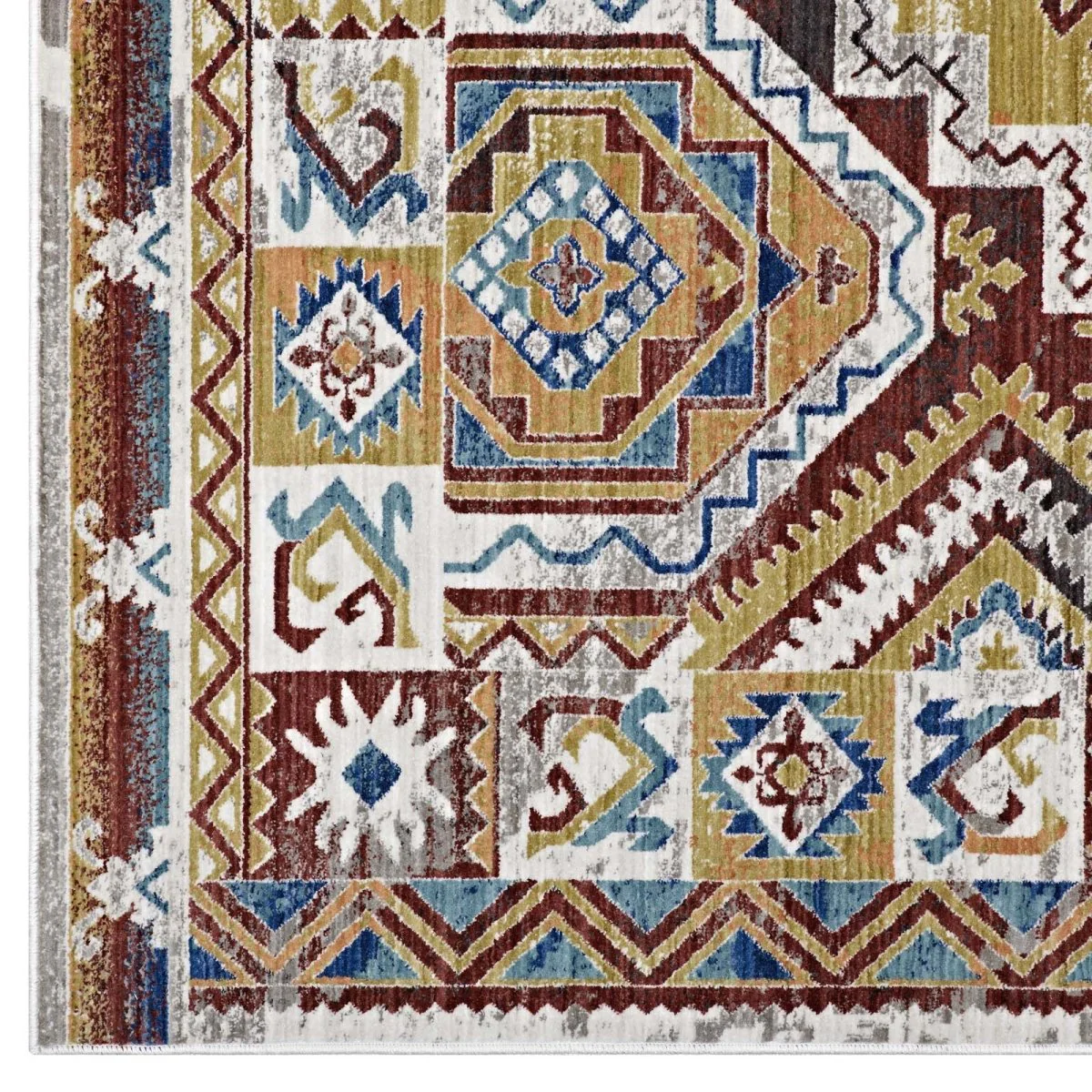 Distressed Southwestern Aztec Polyester Area Rug Collection – Versatile Floor Rug - Image 10