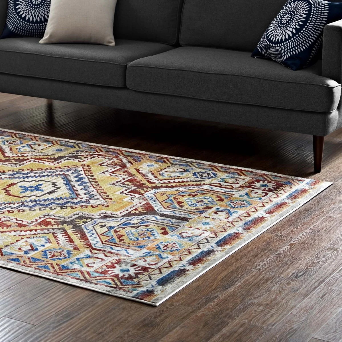 Distressed Southwestern Aztec Polyester Area Rug Collection – Versatile Floor Rug - Image 6
