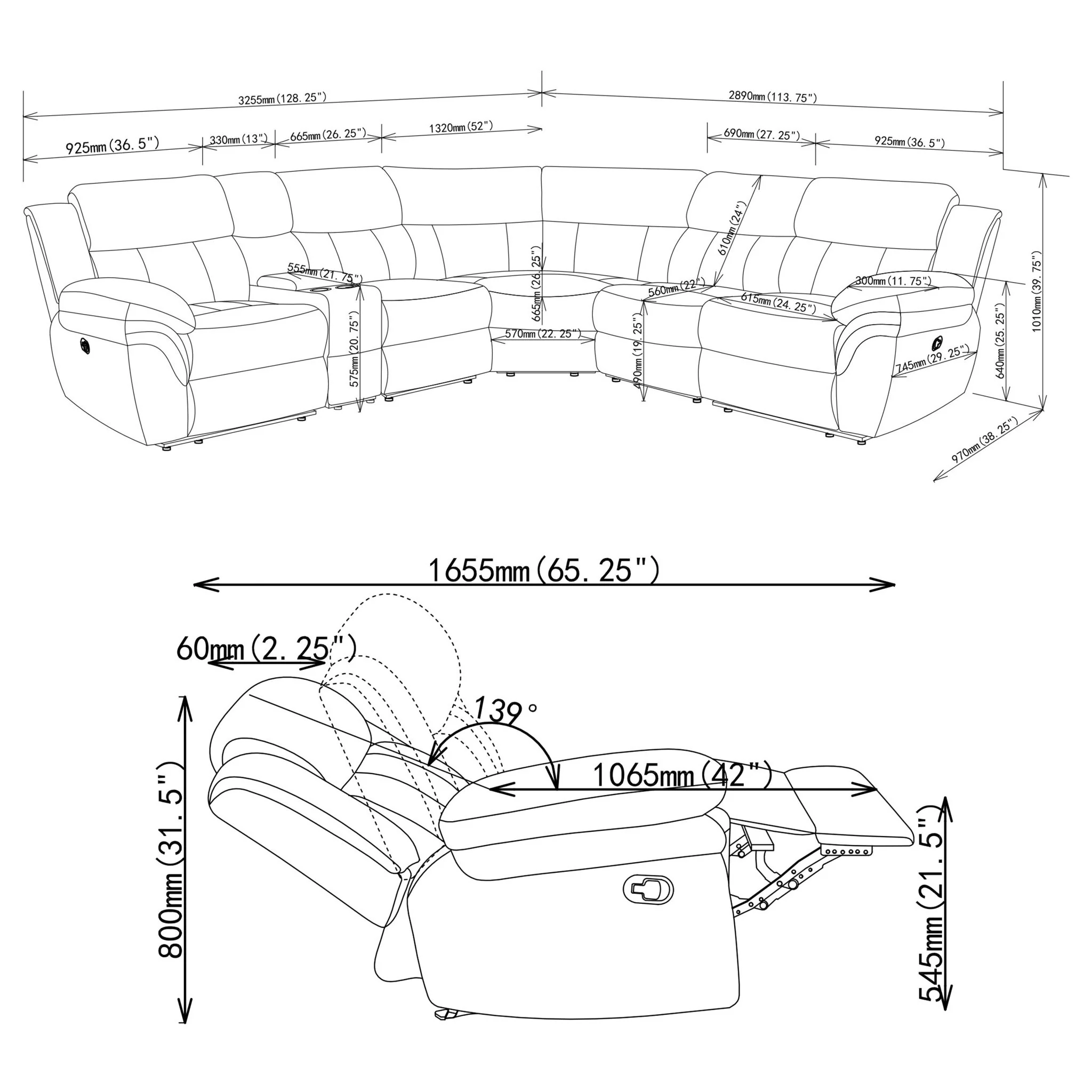 Divine - 6 Piece Reclining Sectional - Image 13