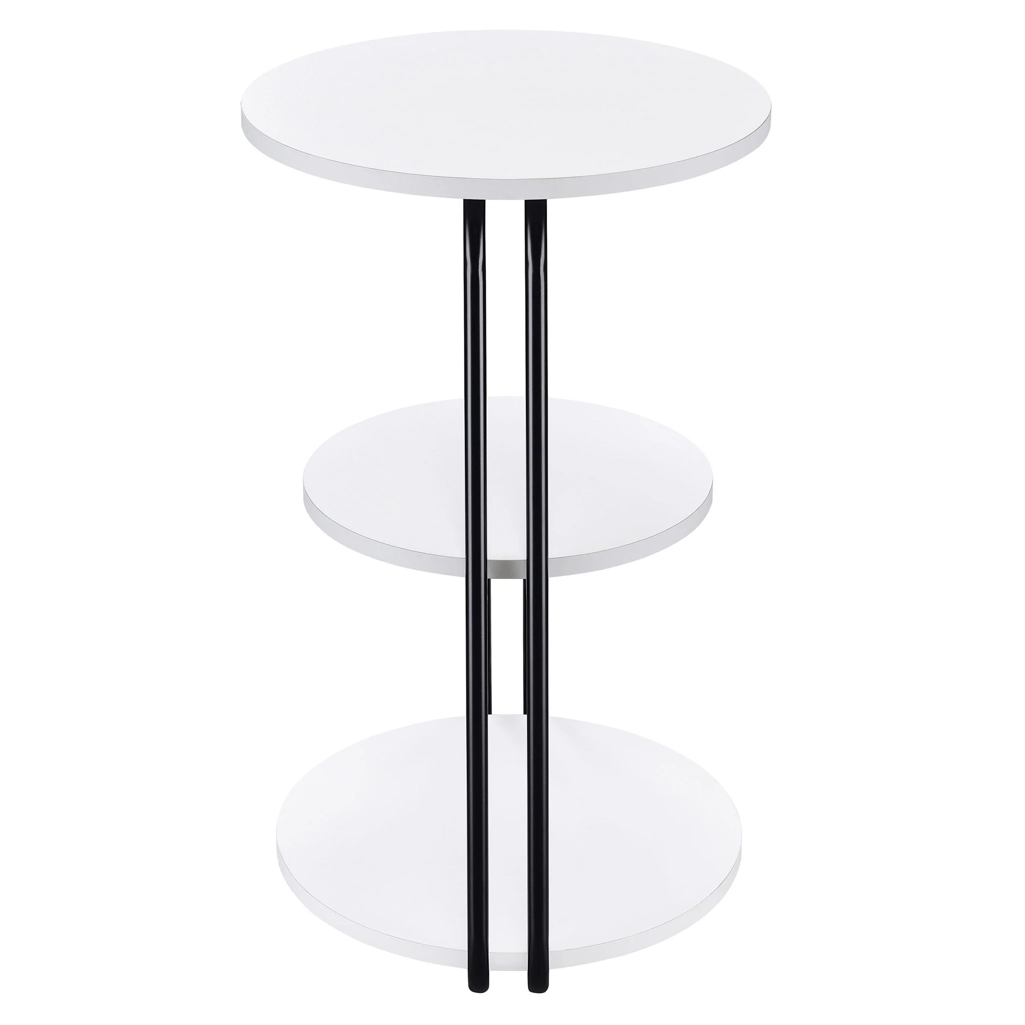 Dixon - 3 Tier Round Accent Side Table With Slim Legs - White / Black - Image 4