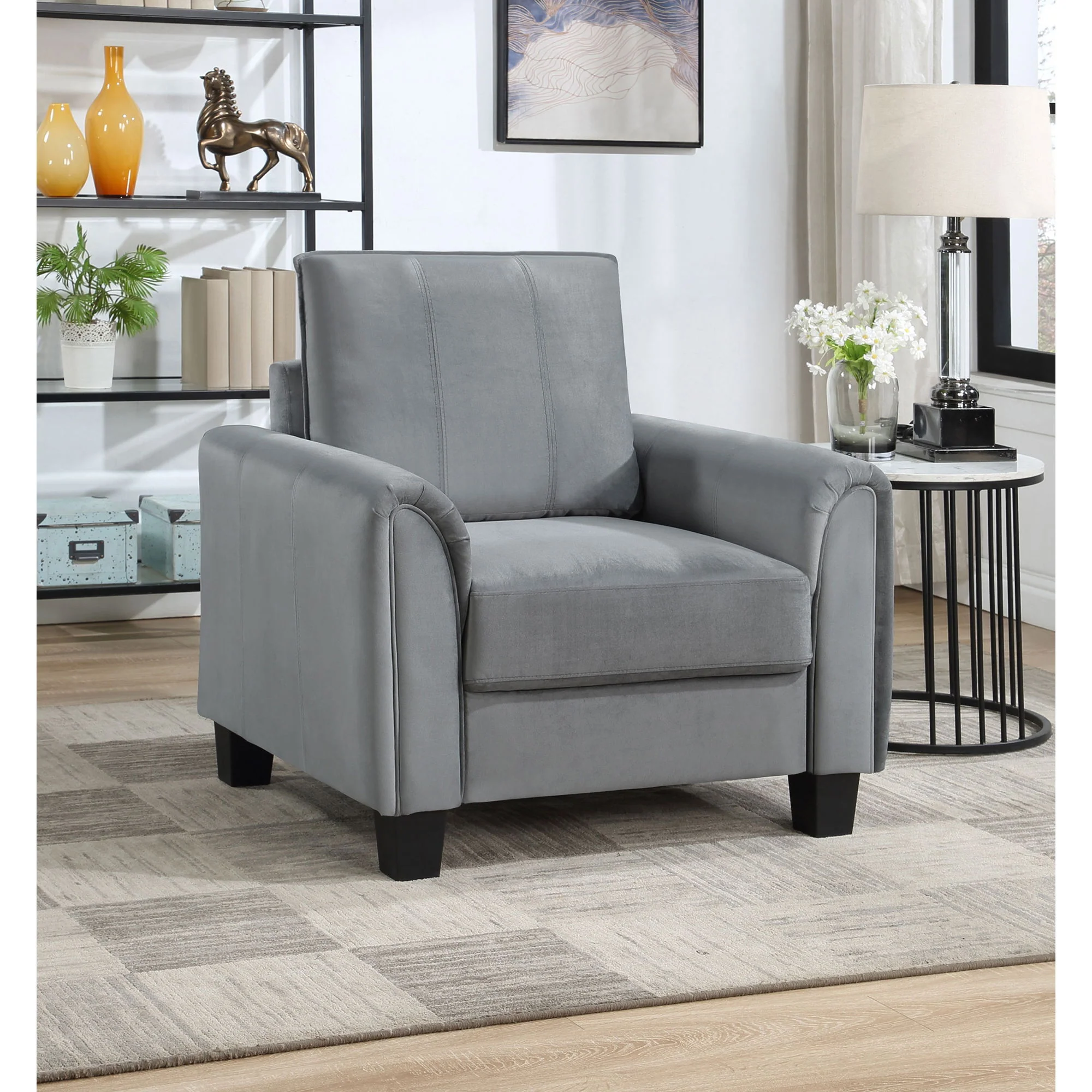 Dixon - Upholstered Rolled Arm Accent Chair - Gray - Image 6
