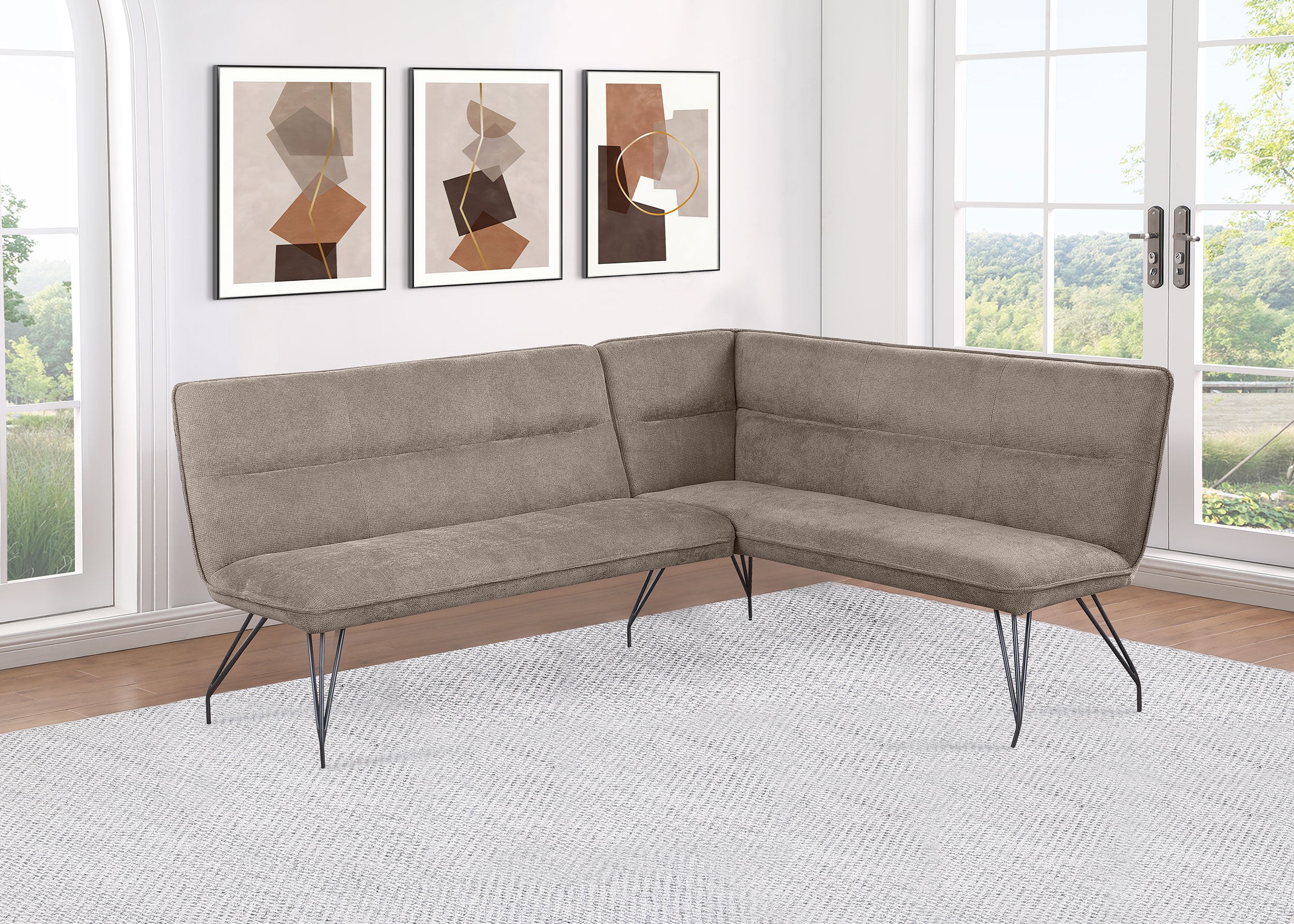 Dodson Fabric Upholstered L-Shaped Nook Dining Bench - Taupe - Image 4