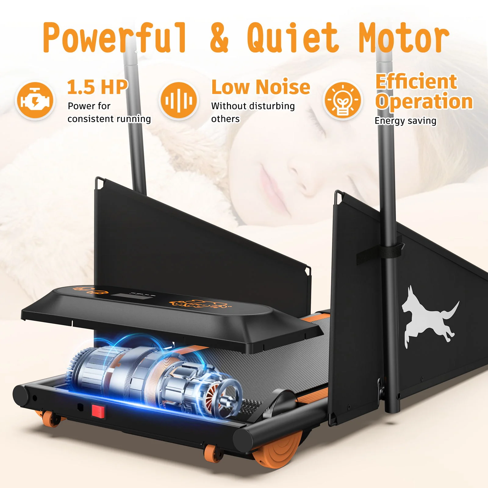 Dog Treadmill For Small To Medium Dogs With LED Display - Black / Orange - Image 9
