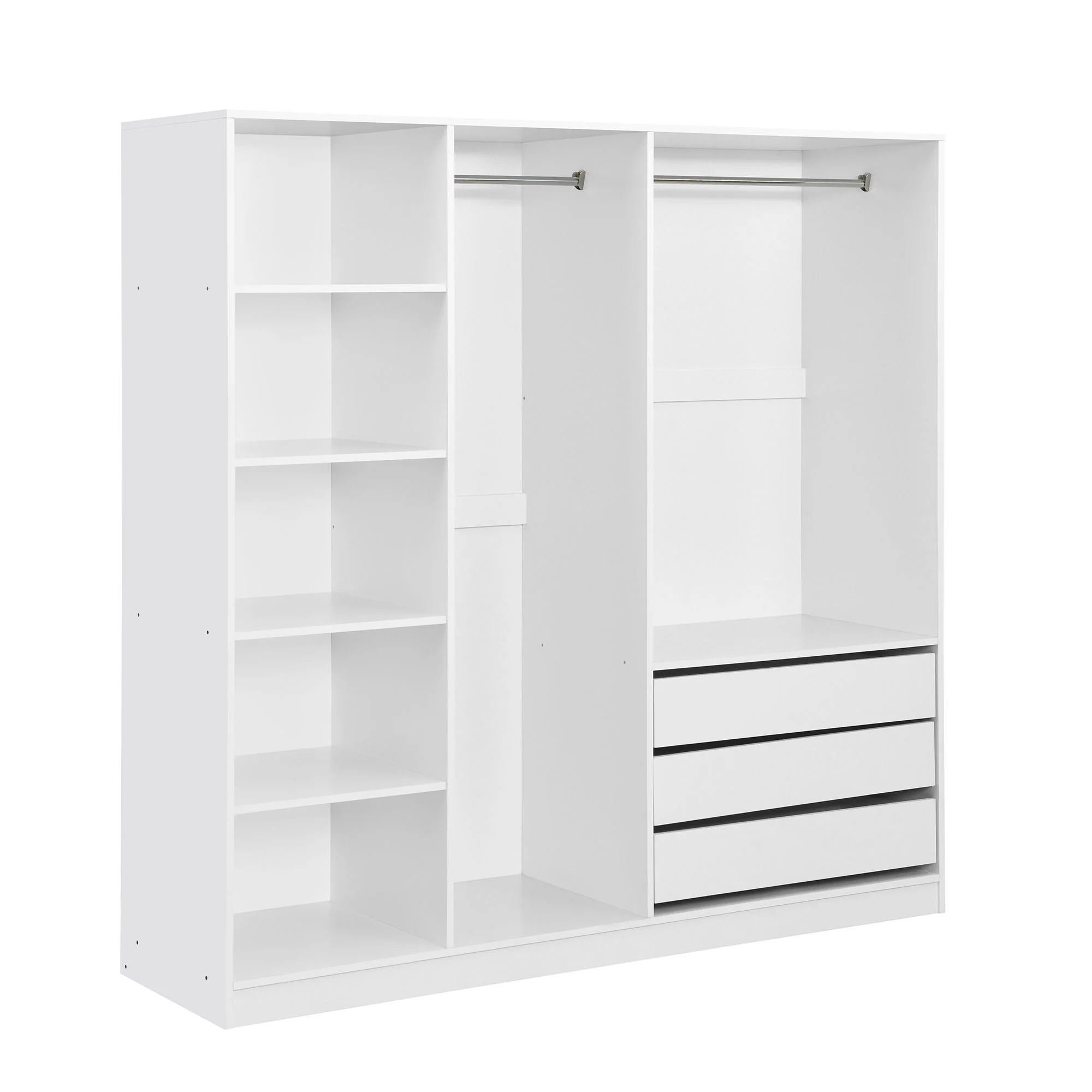 Doorless Storage Wardrobe For Dedroom With Shelves And 3 Drawers - Image 5