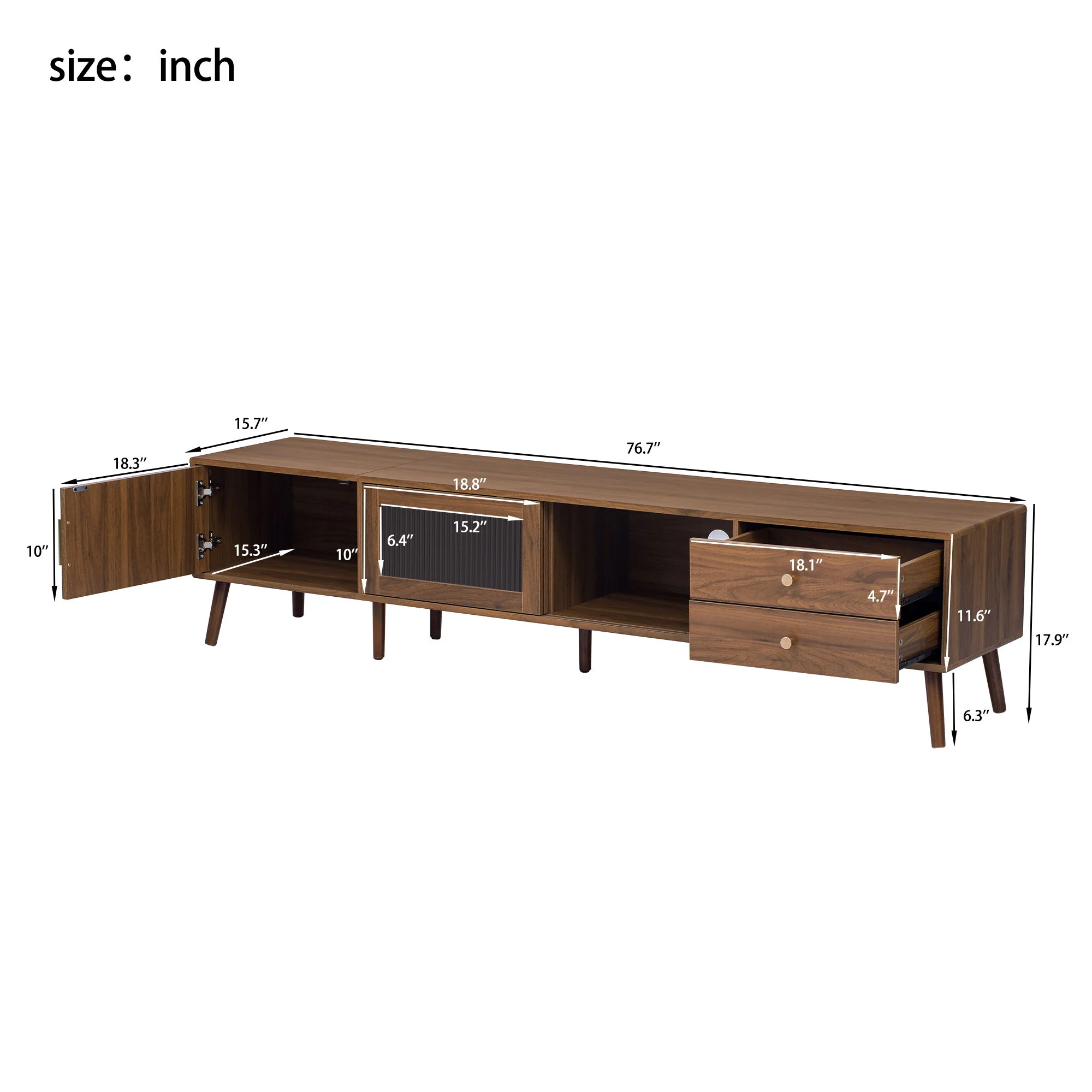 Doors TV Stand For TVs Up To 85", Entertainment Center With Storage Cabinets, TV Media Console Table For Living Room - Natural - Image 2