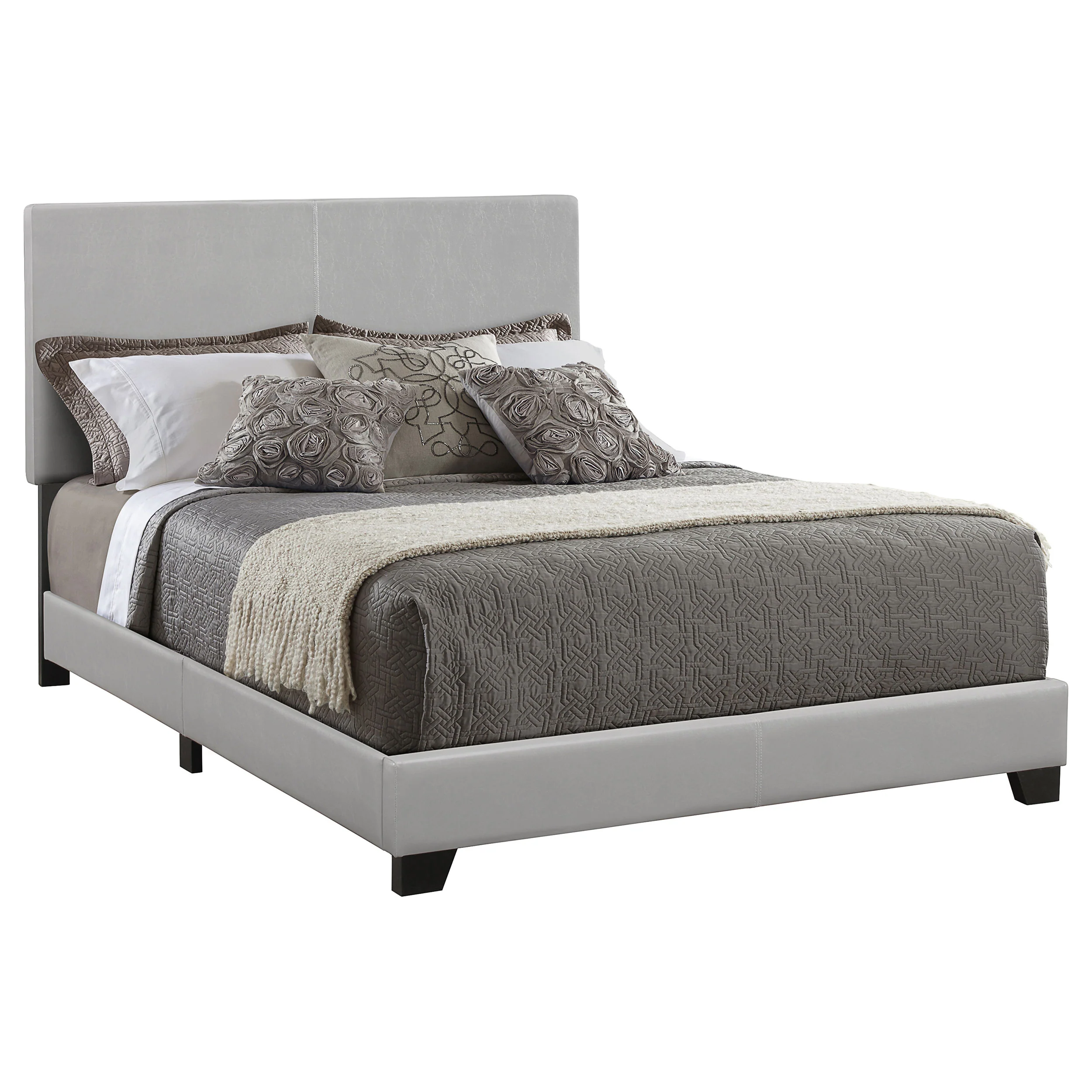 Dorian Faux Leather Upholstered California King Bed, Grey