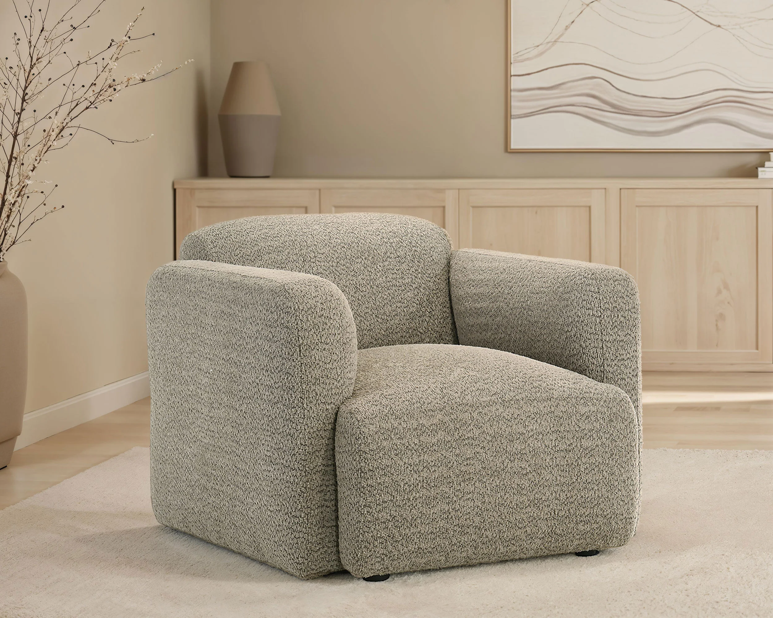 Dorset Fabric Upholstered Round Track Arm Accent Chair Brown - Image 4
