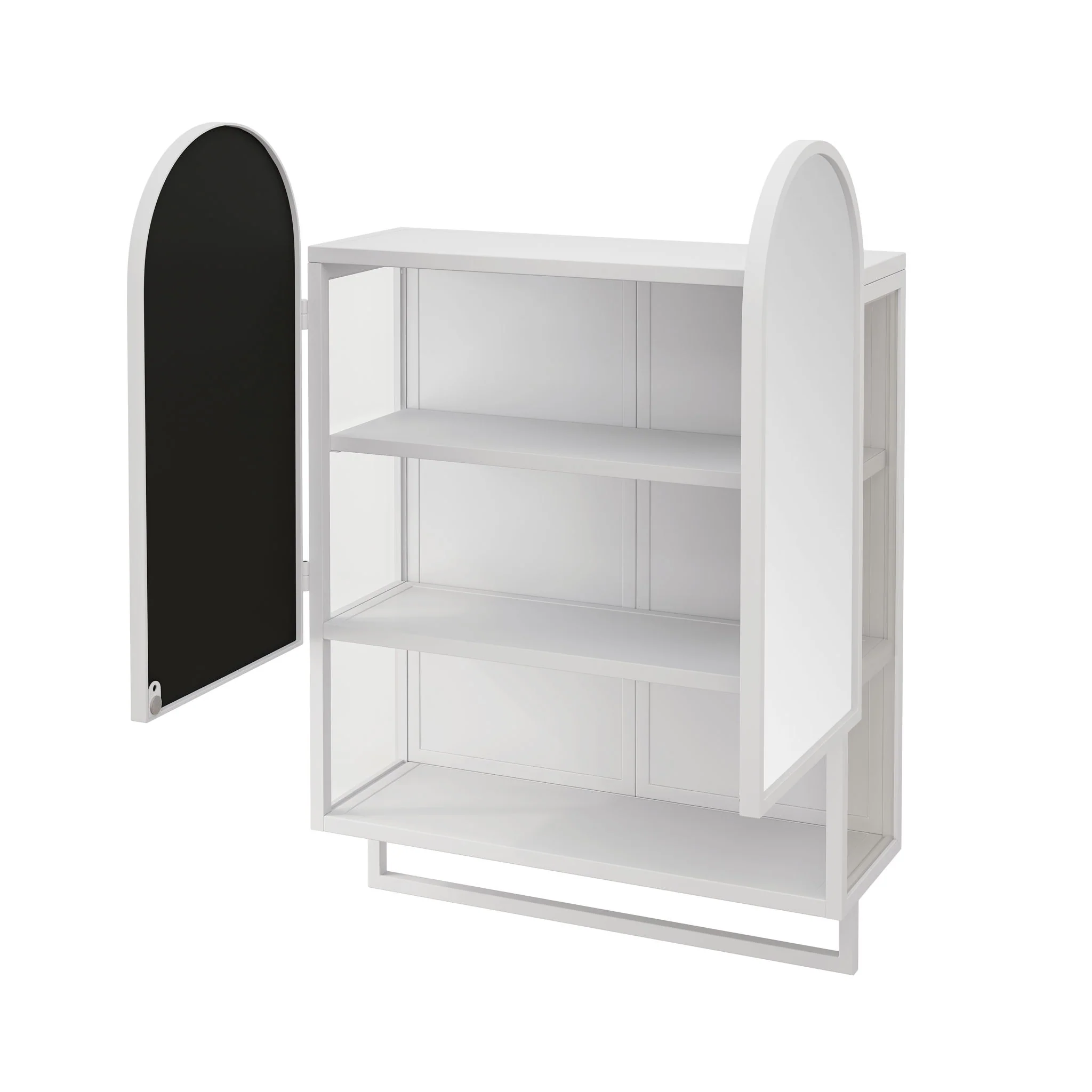Double Arched Mirror Wall Cabinet With 2 Doors, Featuring Adjustable Shelves And Towel Rack - Image 12