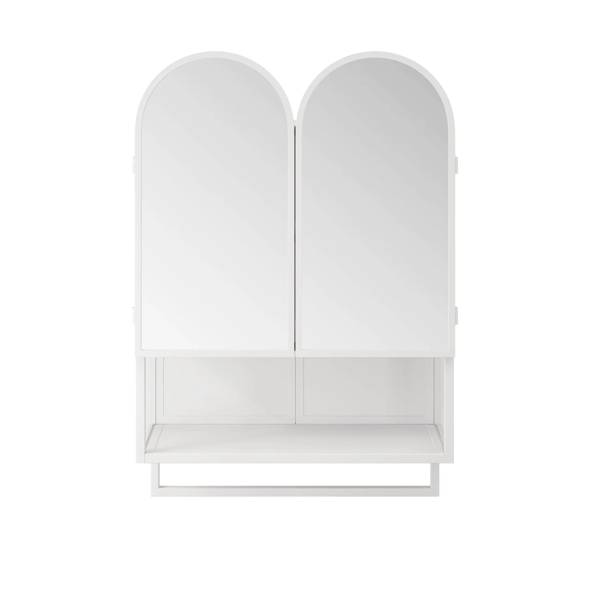 Double Arched Mirror Wall Cabinet With 2 Doors, Featuring Adjustable Shelves And Towel Rack - Image 5