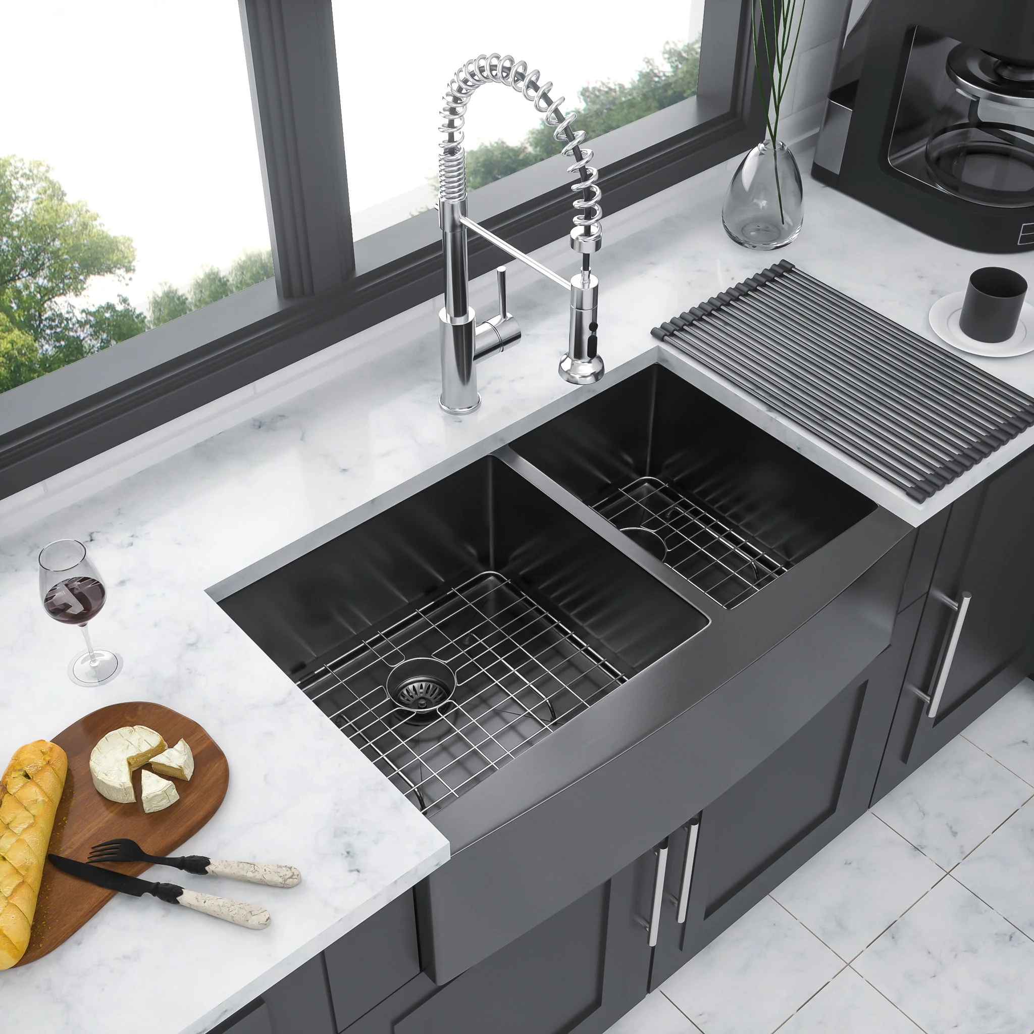 Double Bowl Farmhouse Sink, Stainless Steel Apron Front - Image 4