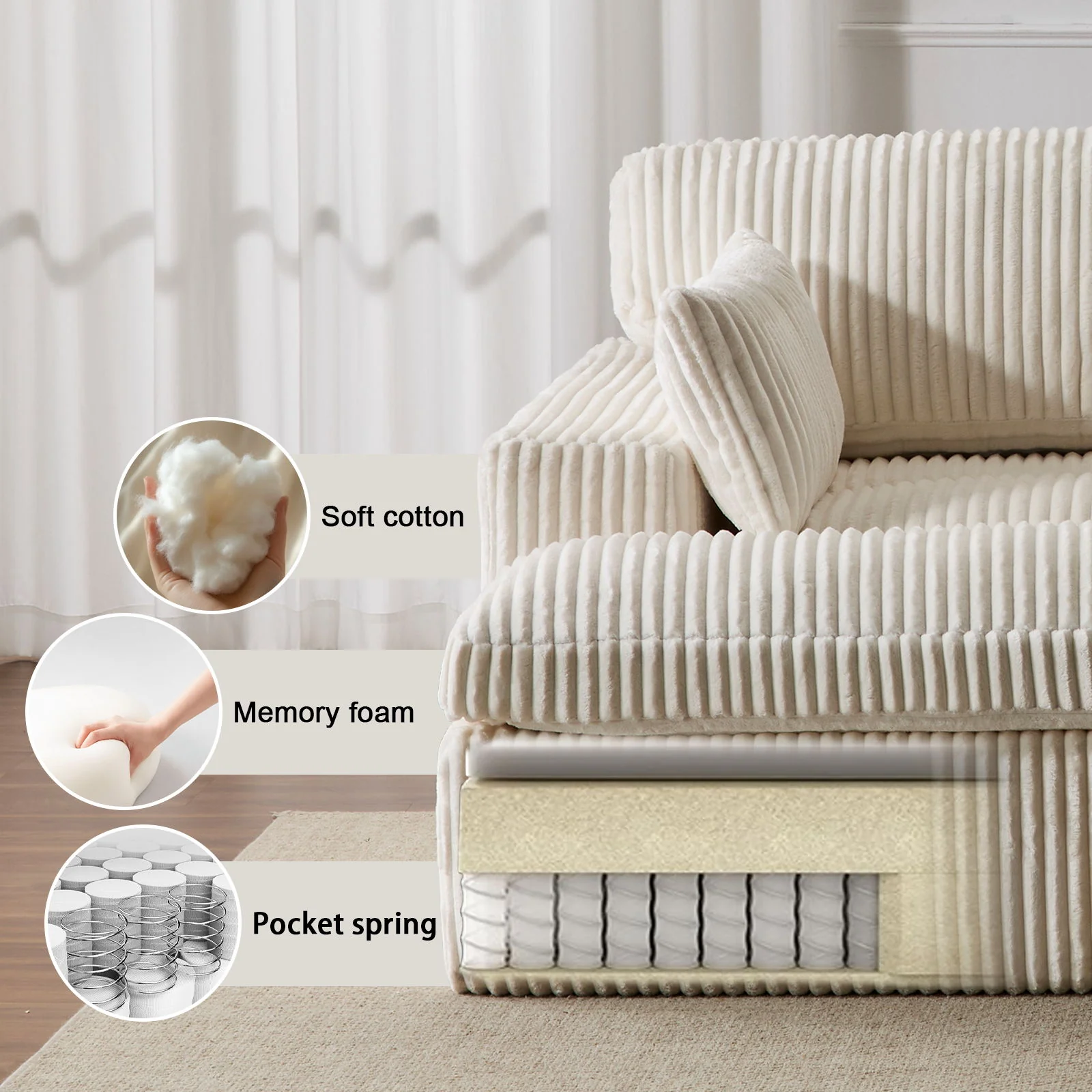 Double Chaise Lounge Chair, Oversized Upholstered Sleeper Cloud Couch - Image 34