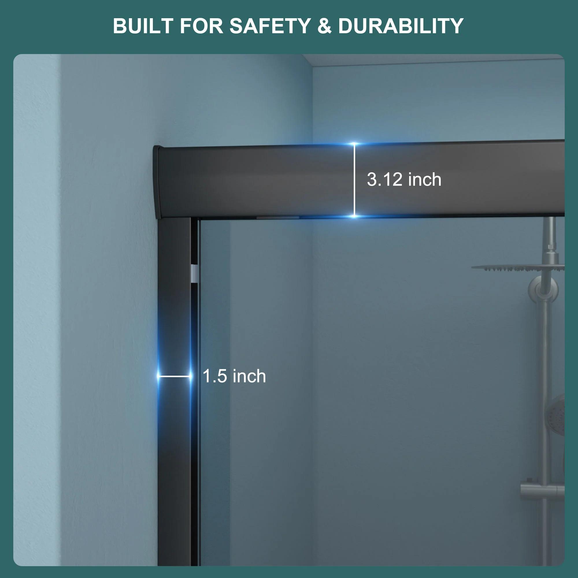 Double Sliding Glass Shower Door 8Mm Tempered Glass With Stainless Steel Frame - Matte Black - Image 2