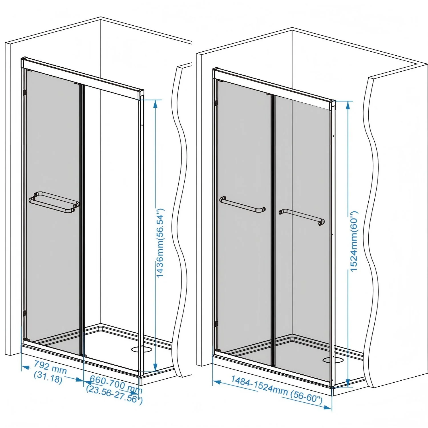 Double Sliding Shower Door With Explosion Proof Film - Image 20