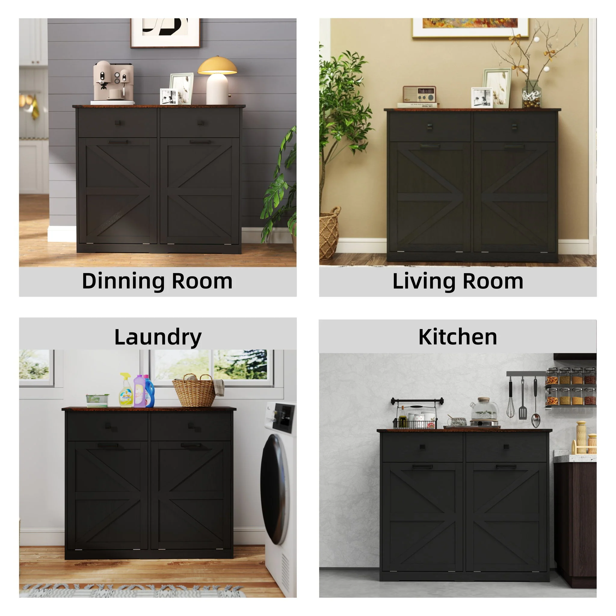 Double Tilt Out Trash Cabinet With Hideaway Drawer And Barn Door Style - Image 13