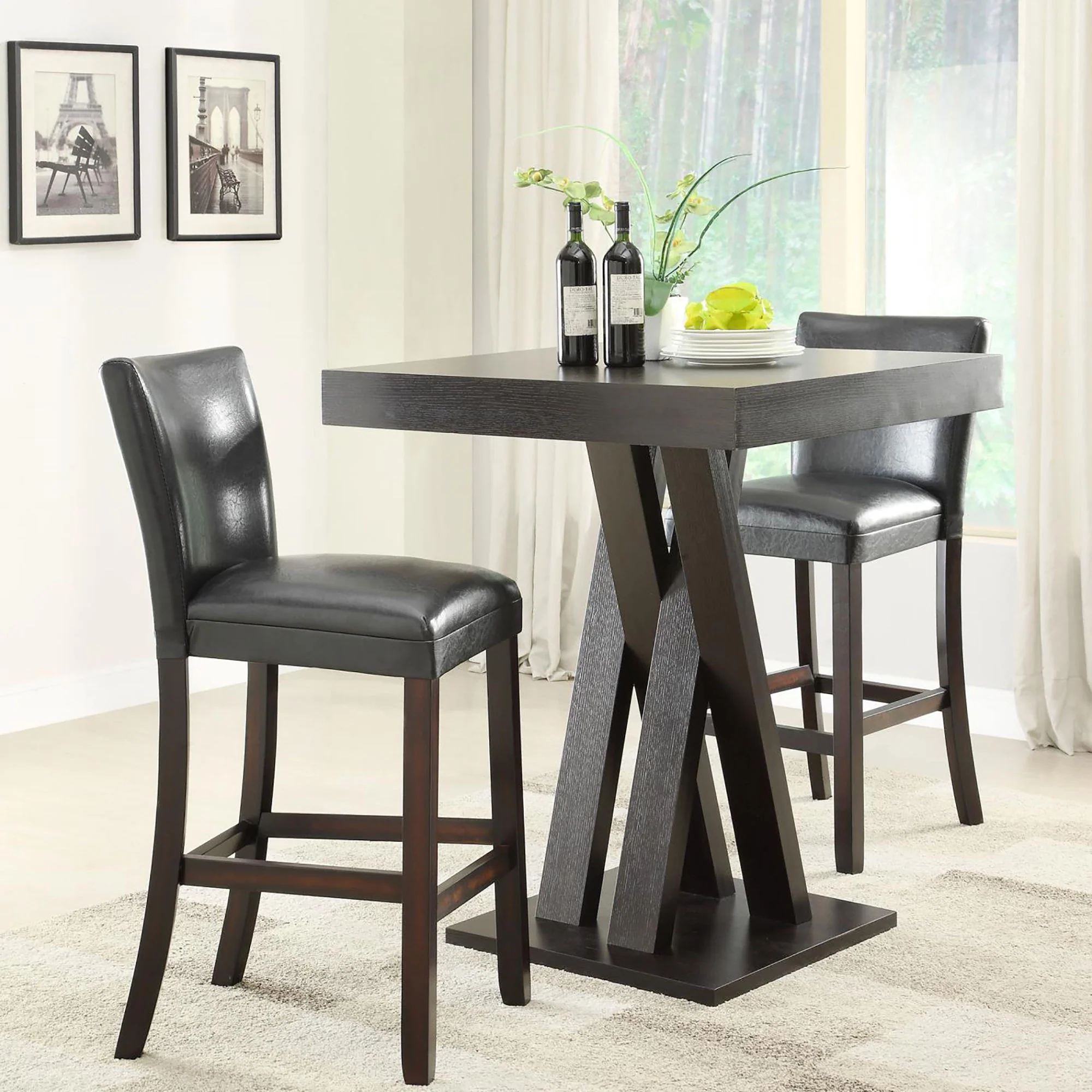Double X Base Square Bar Table - Cappuccino - Image 2