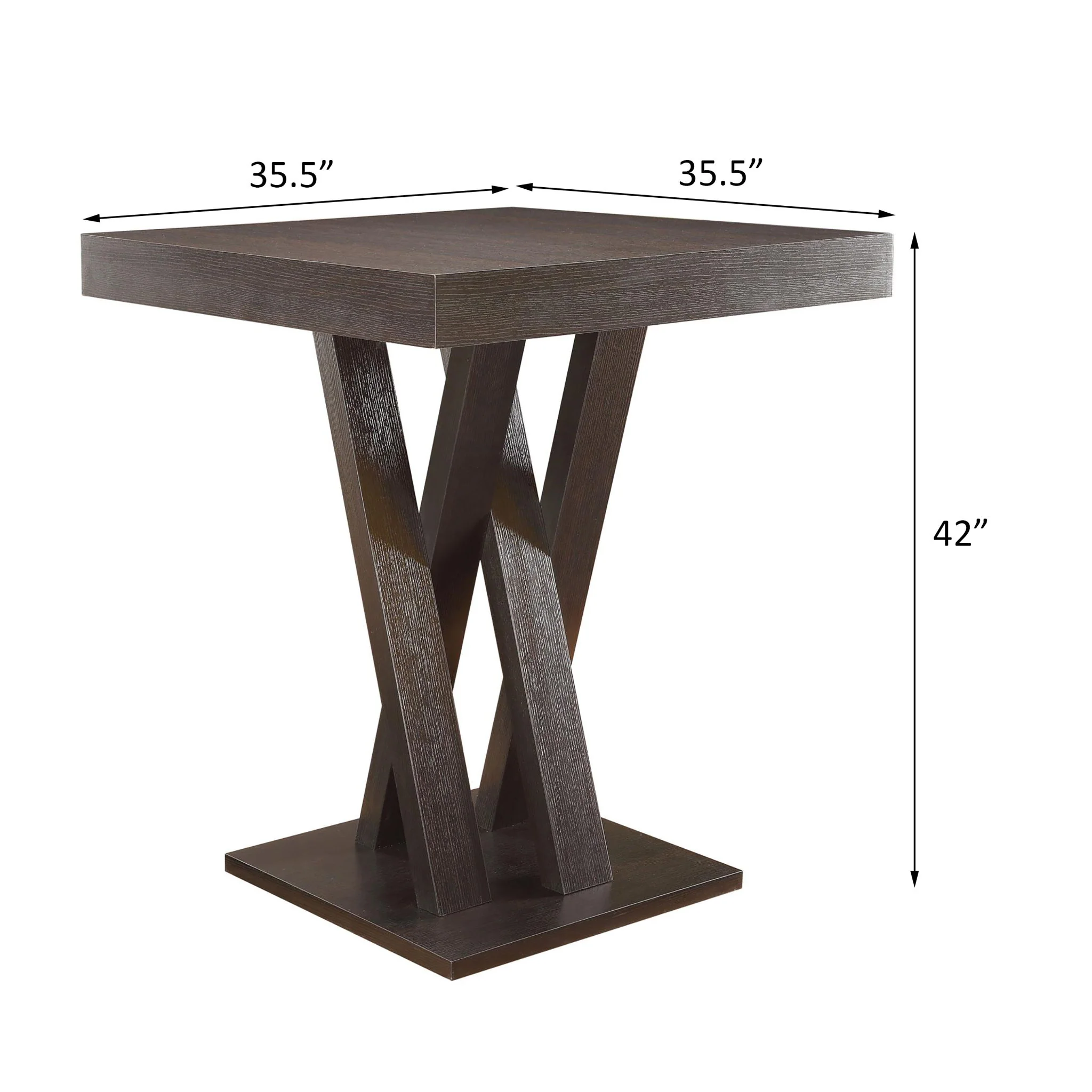 Double X Base Square Bar Table - Cappuccino - Image 3