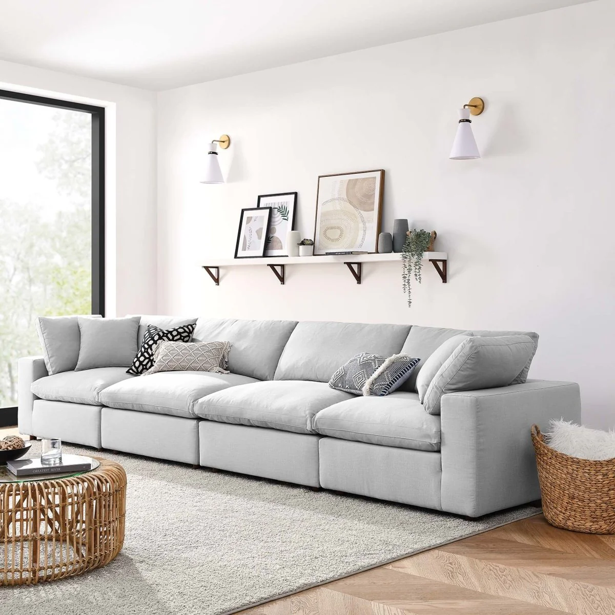 Down Filled Overstuffed 4-Piece Sectional Sofa Set 158 Inch - Image 14