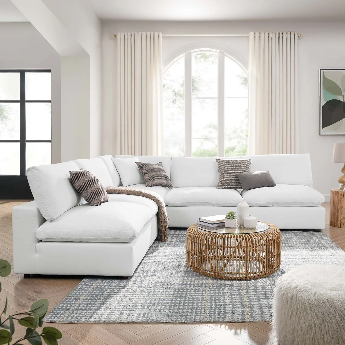 Down Filled Overstuffed 5-Piece Armless Sectional Sofa 118 Inch - Image 7