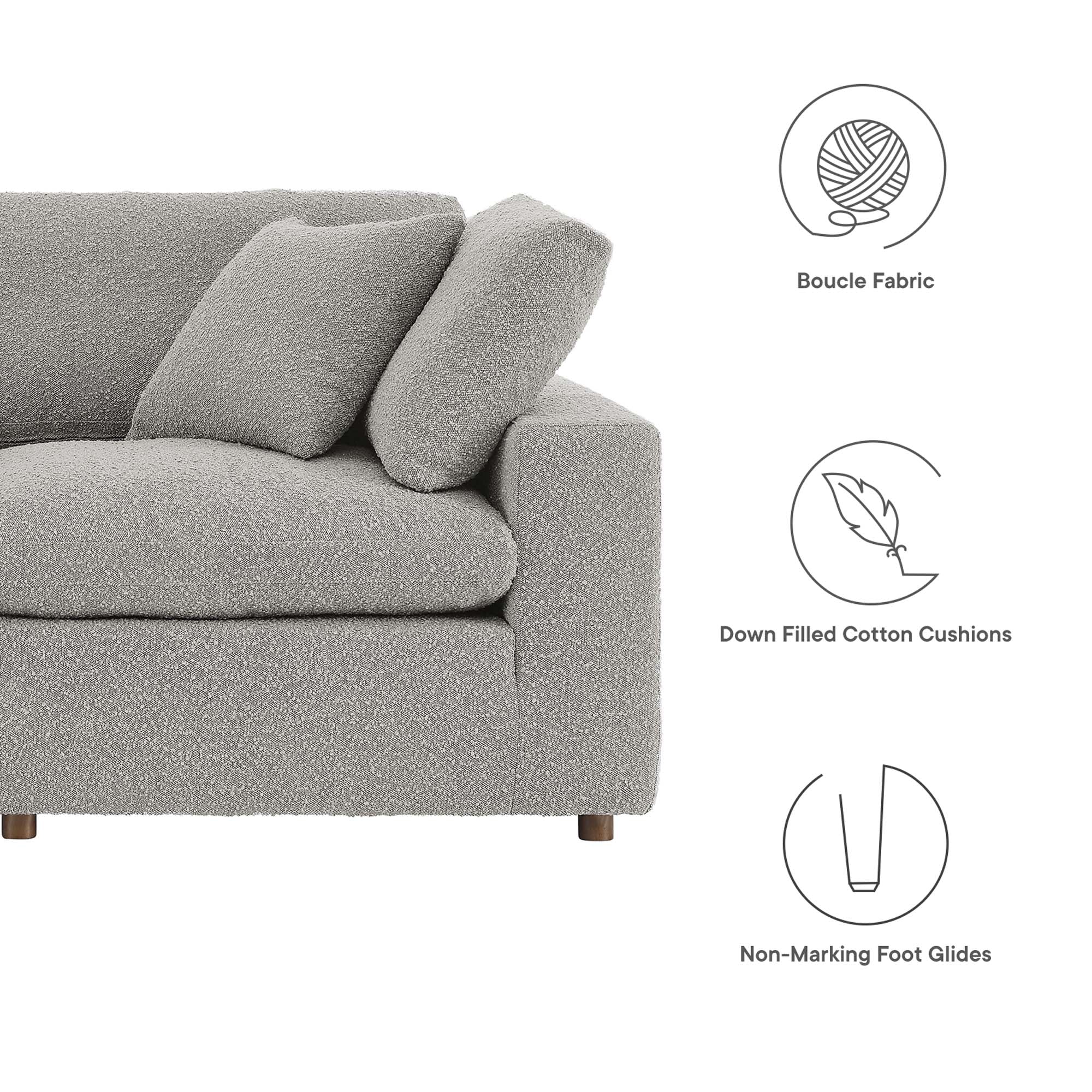 Down Filled Overstuffed Boucle Fabric 3-Seater Sofa 119 Inch - Image 12