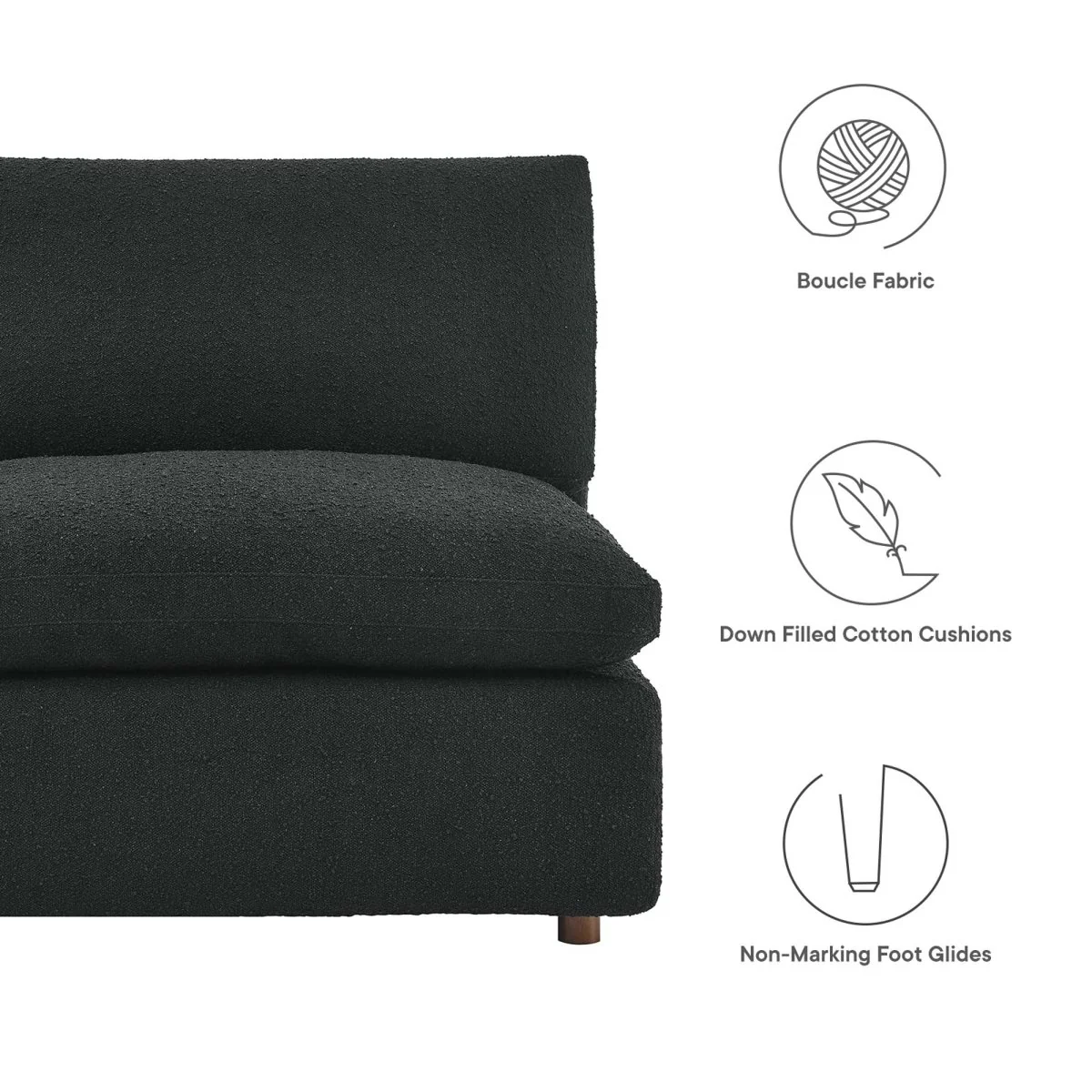 Down Filled Overstuffed Boucle Fabric 5-Piece Sectional Sofa 119 Inch - Image 7