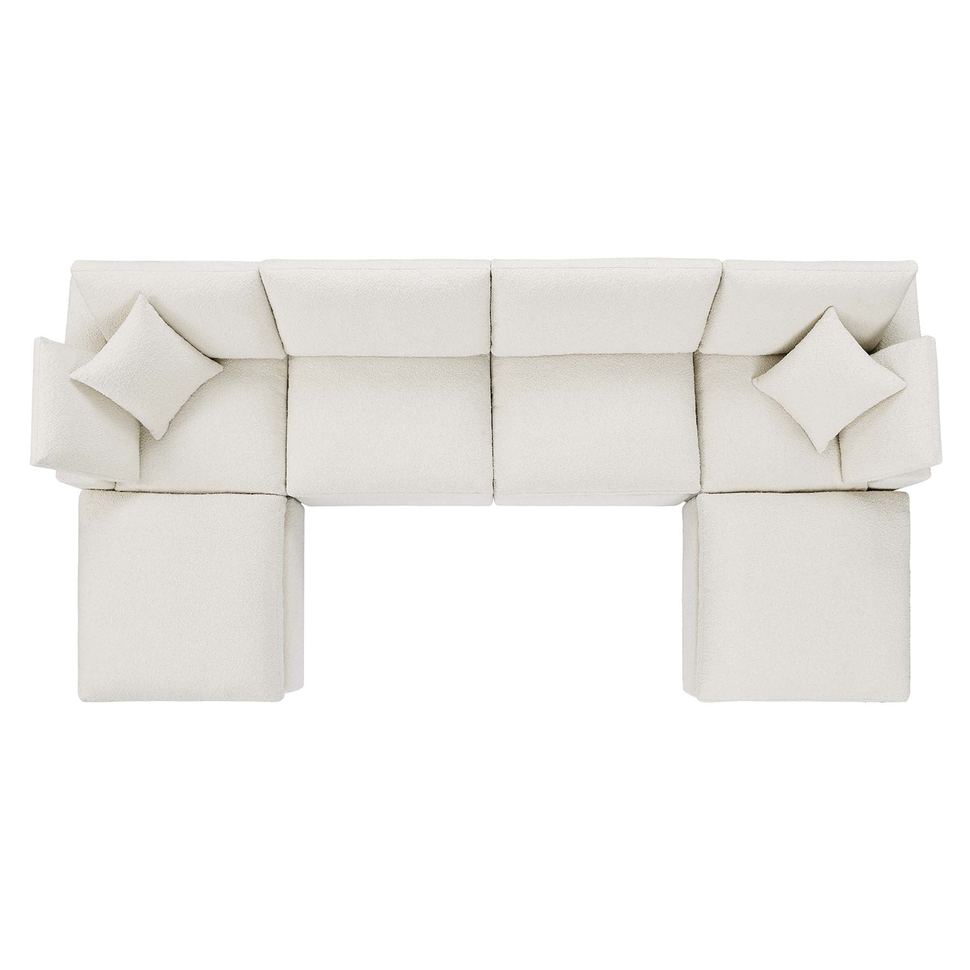 Down Filled Overstuffed Boucle Fabric 6-Piece Sectional Sofa 160 Inch - Image 4