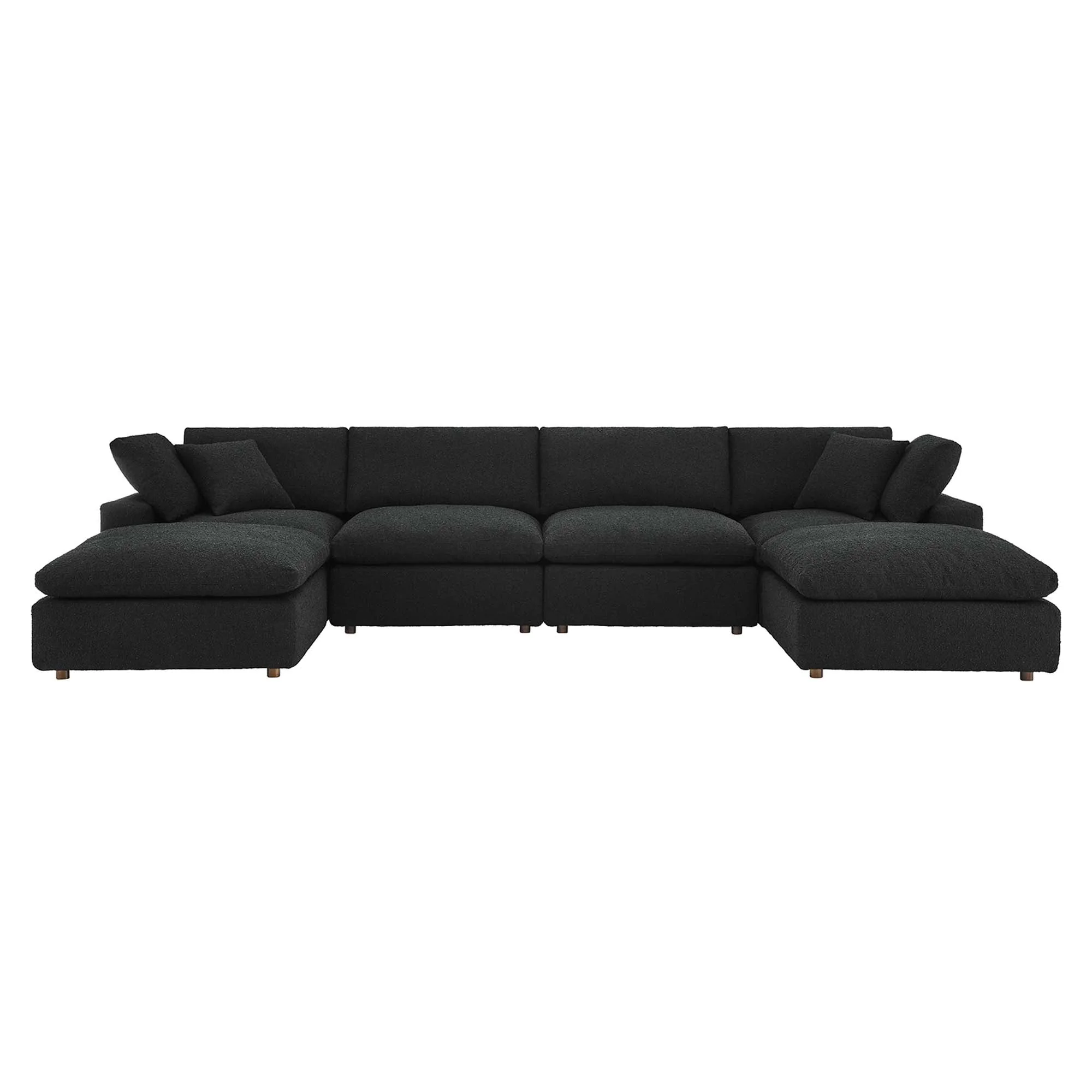 Down Filled Overstuffed Boucle Fabric 6-Piece Sectional Sofa 160 Inch - Image 6