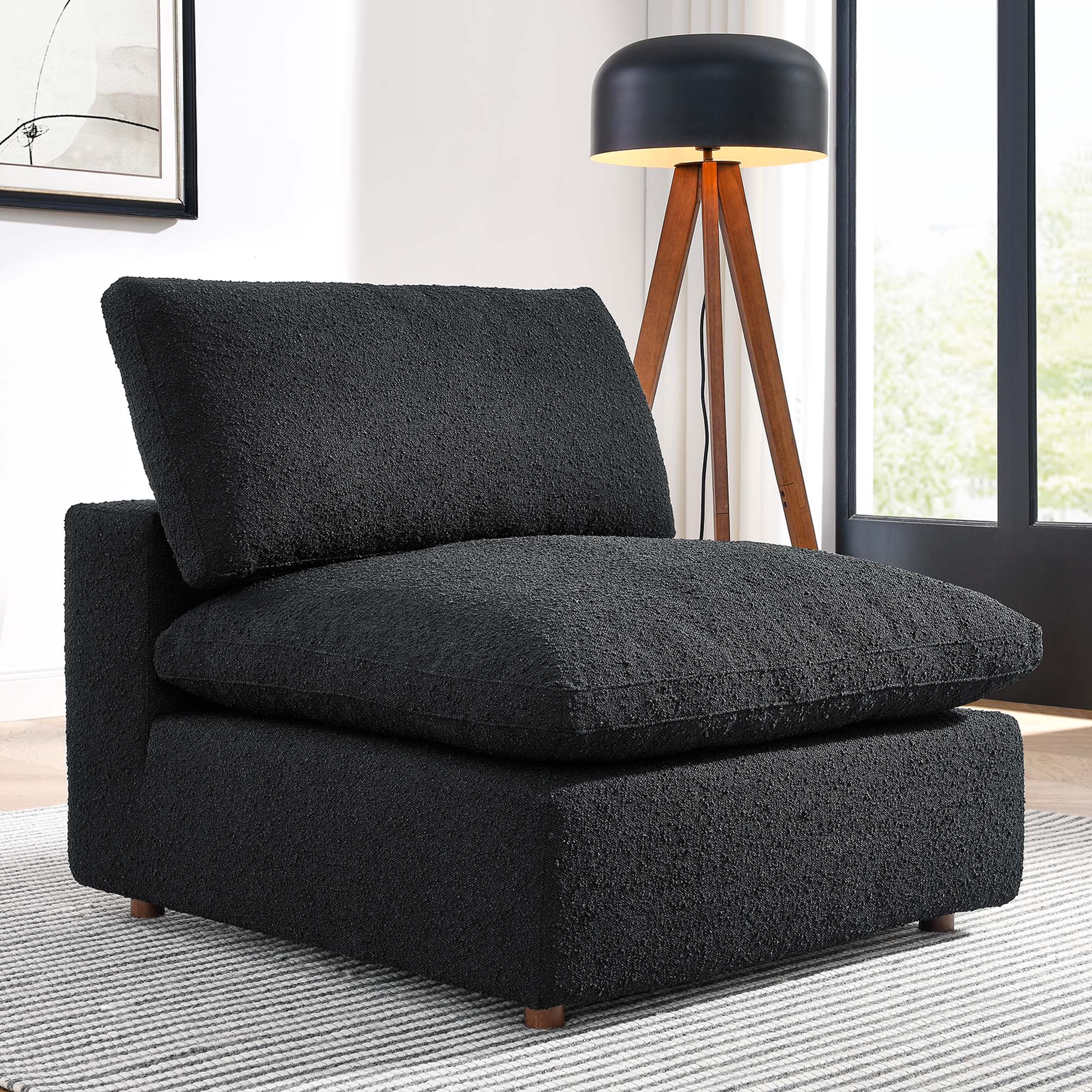 Down Filled Overstuffed Boucle Fabric Armless Chair 40 Inch - Image 14