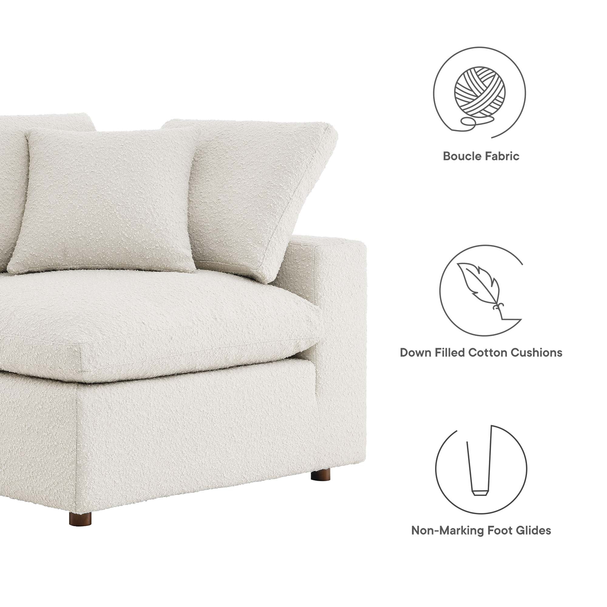 Down Filled Overstuffed Boucle Fabric Corner Chair 40 Inch - Image 2