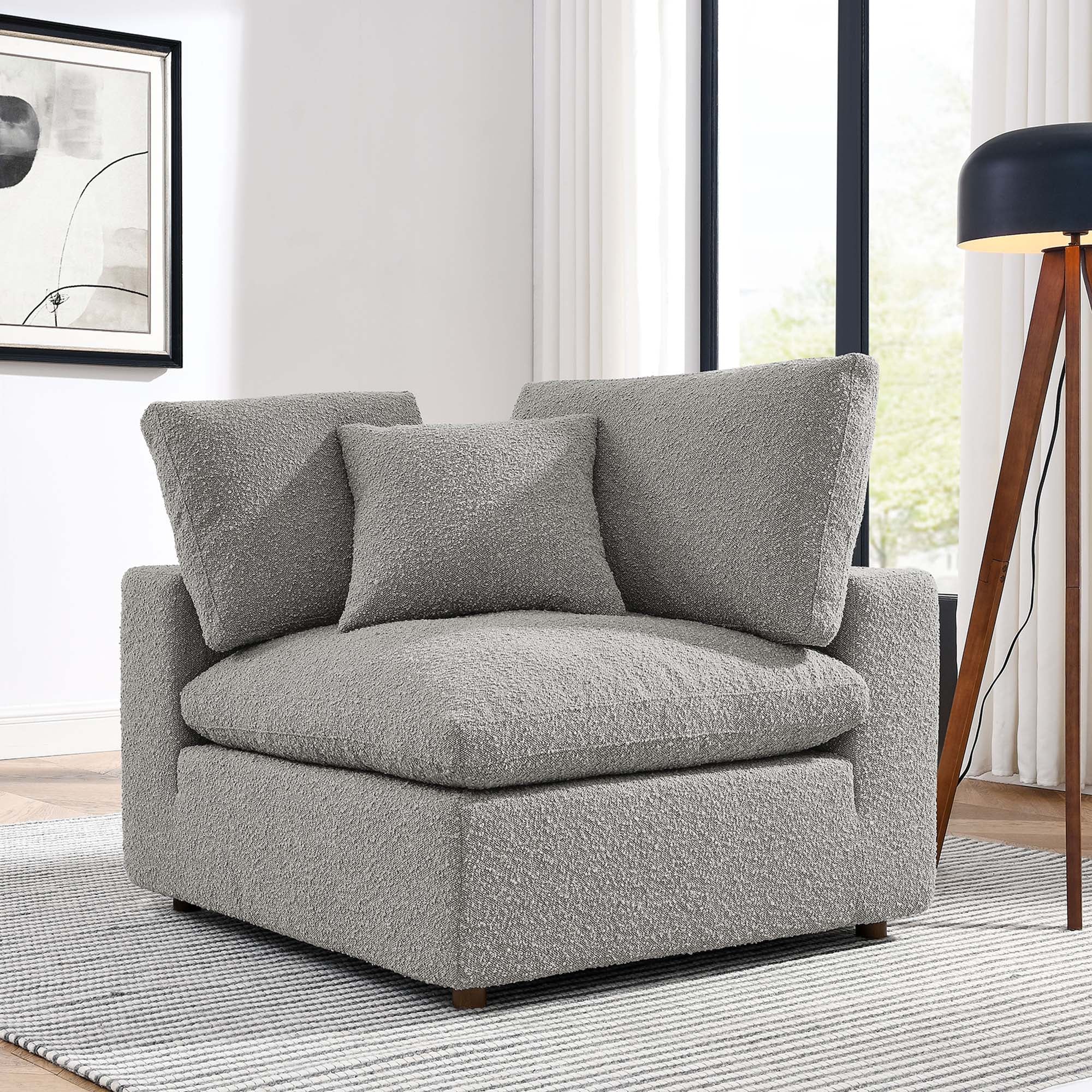 Down Filled Overstuffed Boucle Fabric Corner Chair 40 Inch - Image 21