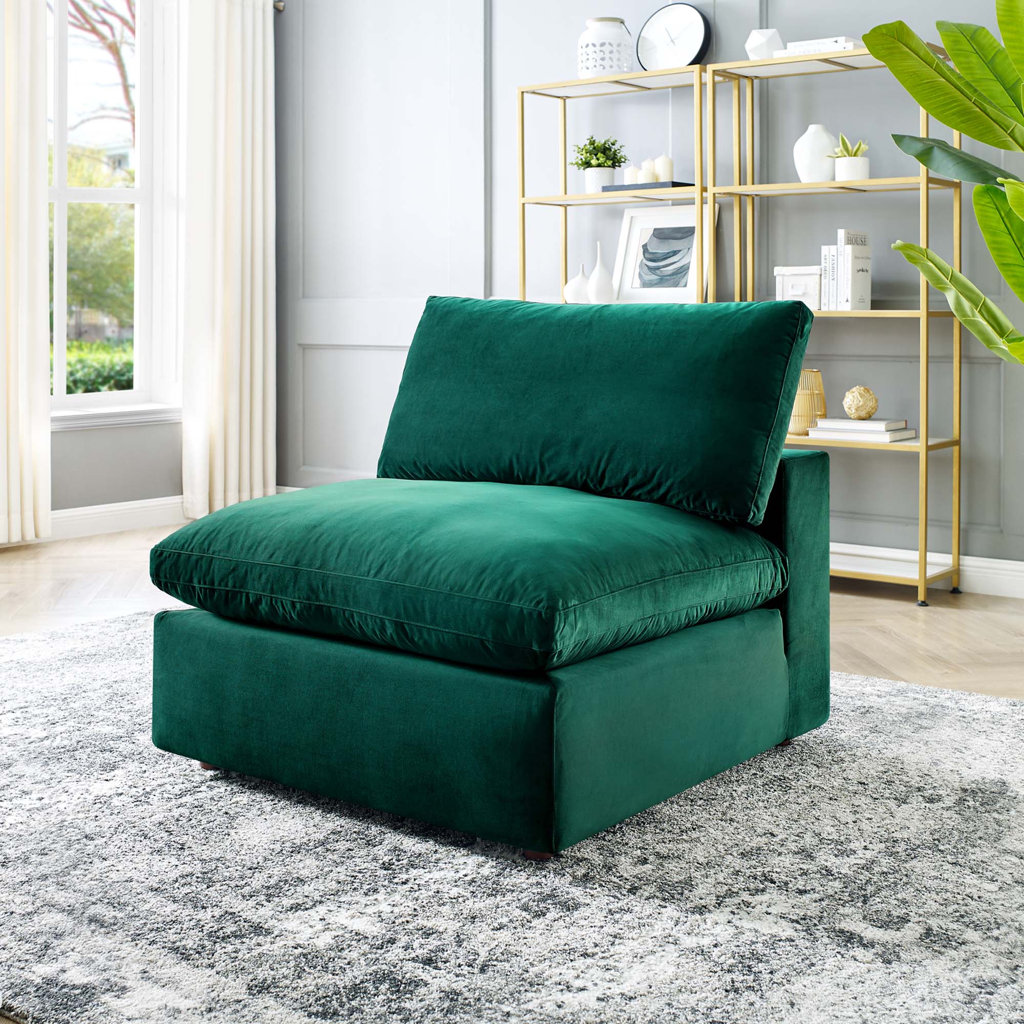 Down Filled Overstuffed Performance Velvet Armless Chair – 39 Inch - Image 12