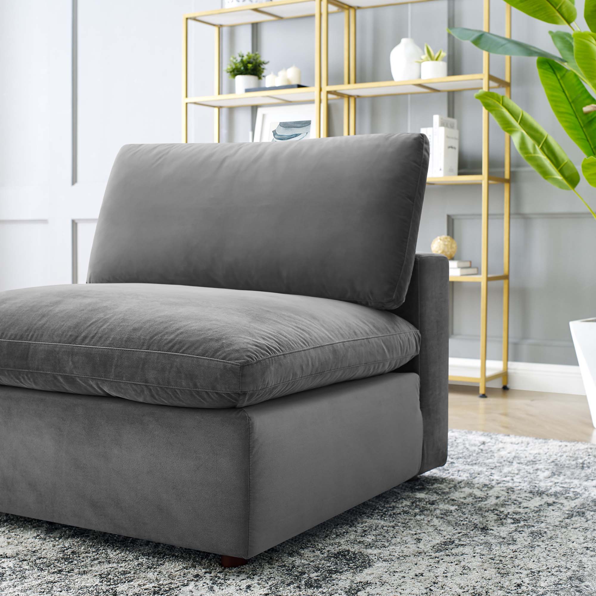 Down Filled Overstuffed Performance Velvet Armless Chair – 39 Inch - Image 15