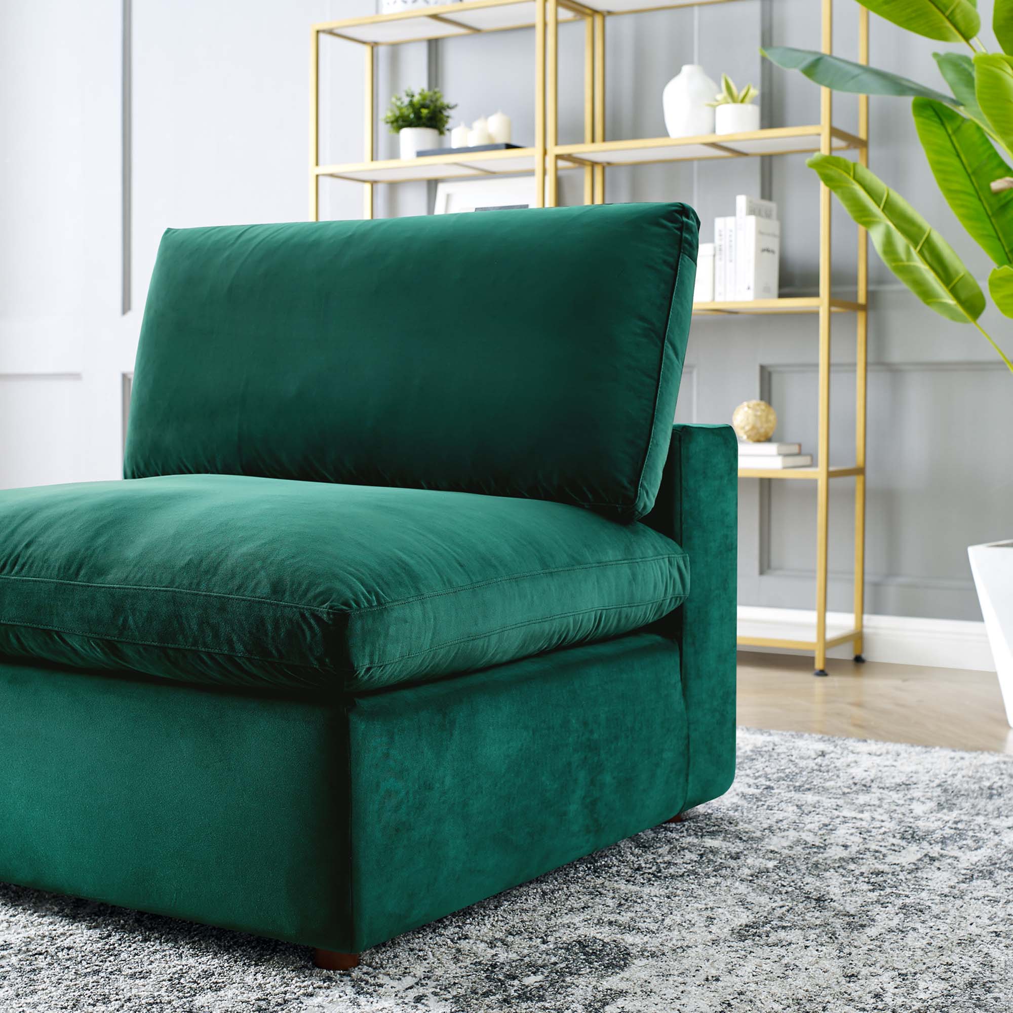 Down Filled Overstuffed Performance Velvet Armless Chair – 39 Inch - Image 9
