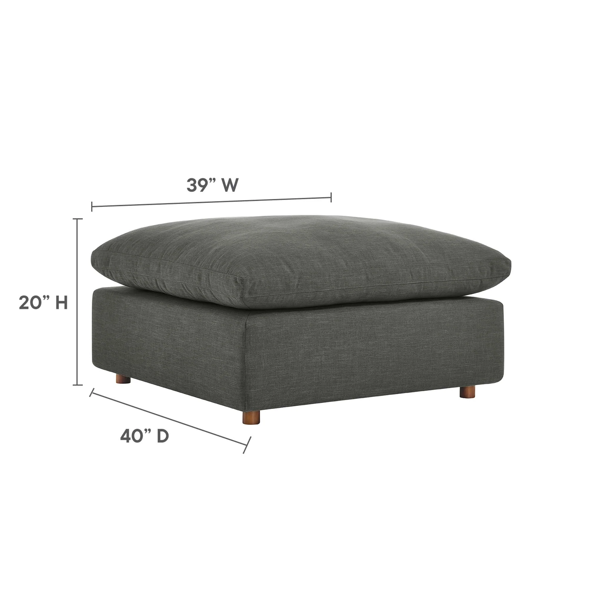 Down Filled Overstuffed Sectional Sofa with Ottoman 93 Inch in Gray - Image 4
