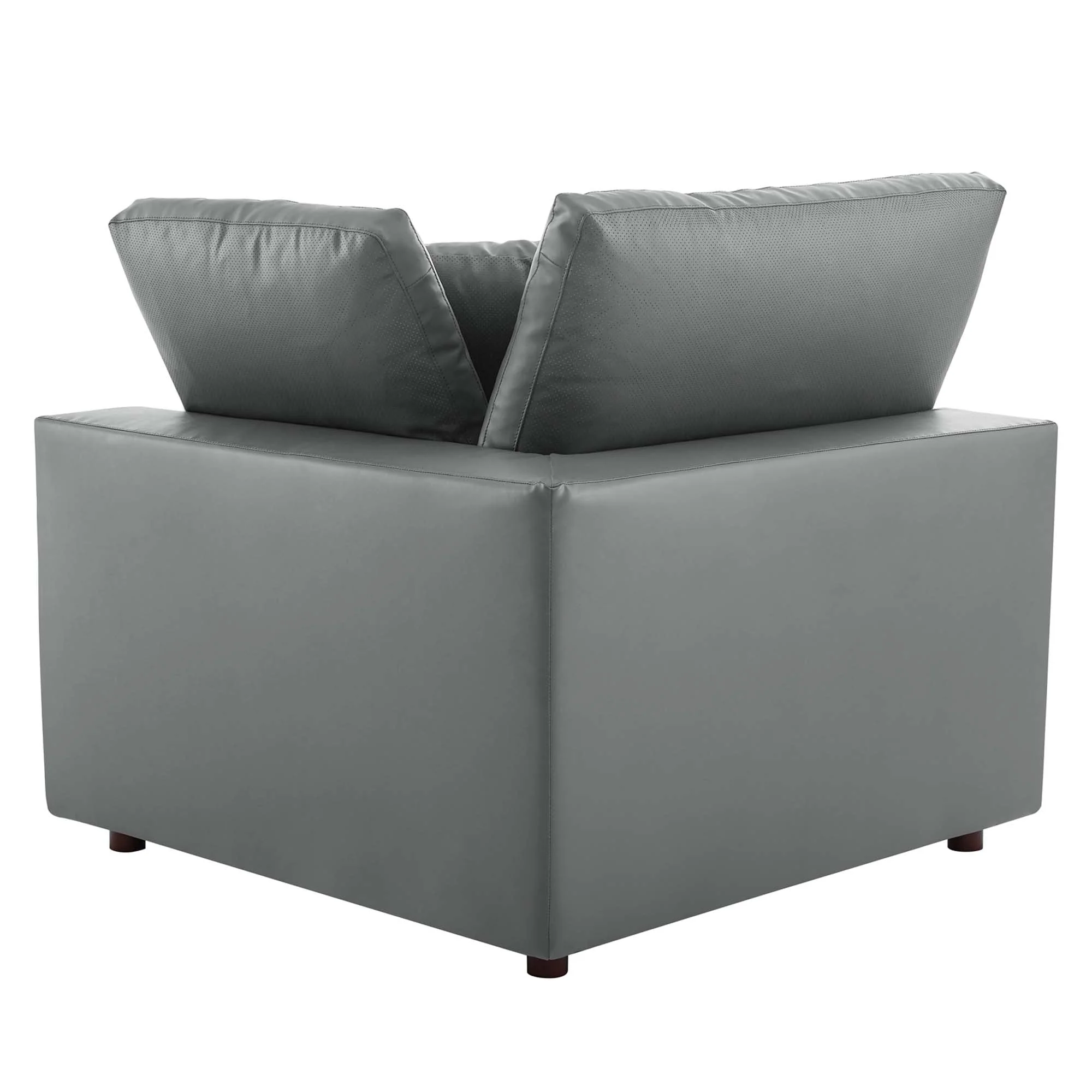 Down Filled Overstuffed Vegan Leather 5-Piece Sectional Sofa 118 Inch in Gray - Image 7