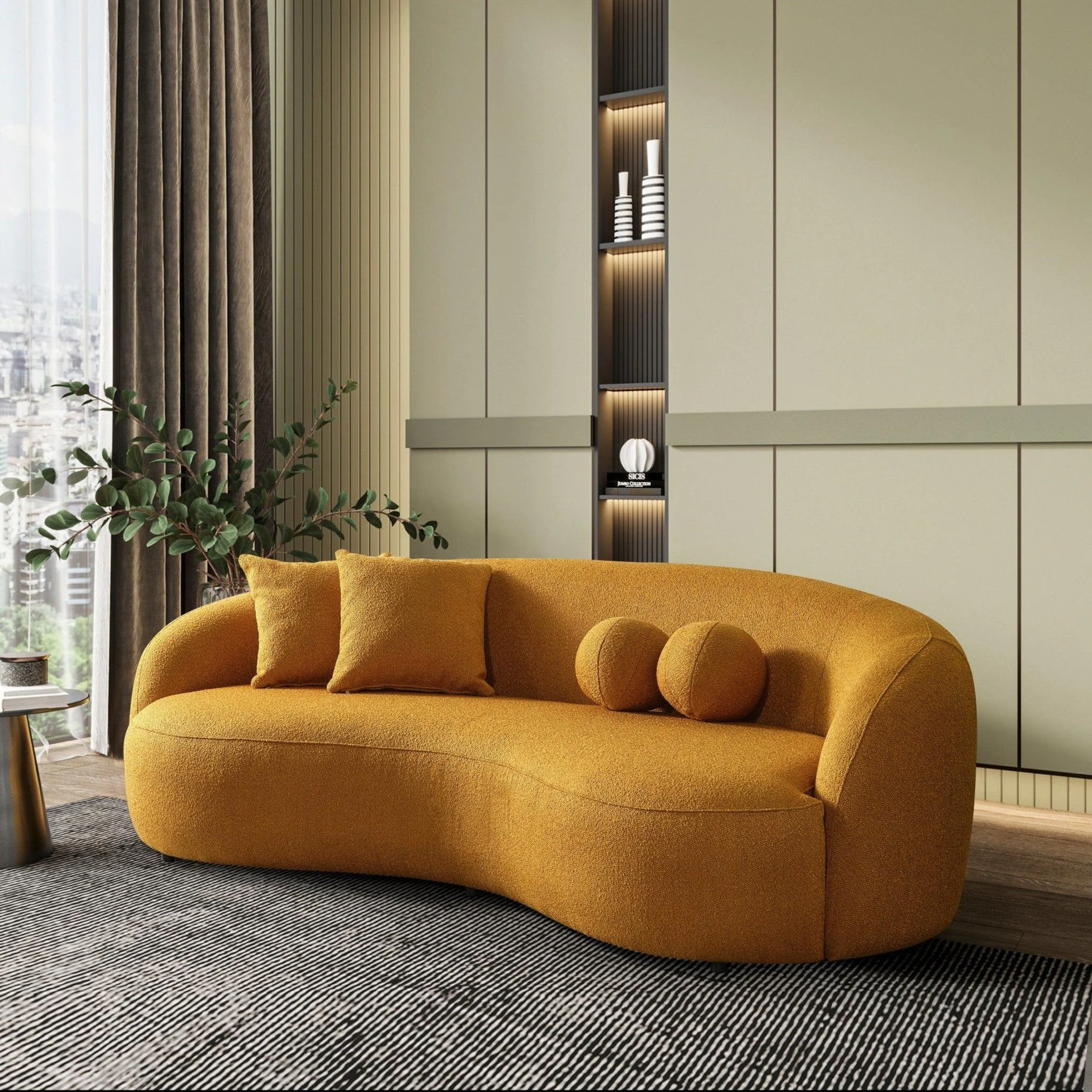 Drake - Japandi Style Curvy Boucle Sofa - Image 6