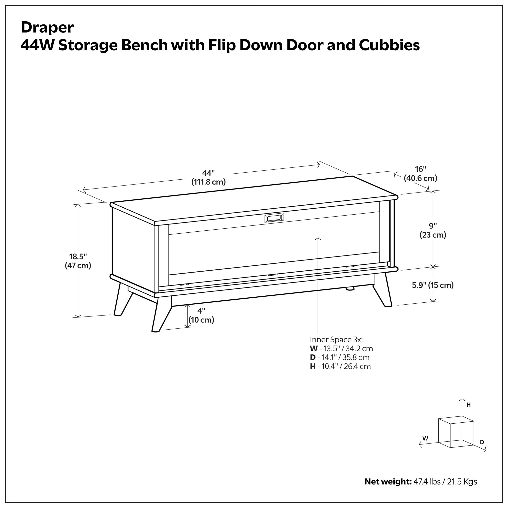 Draper - Flip Down Storage Bench - Teak - Image 4
