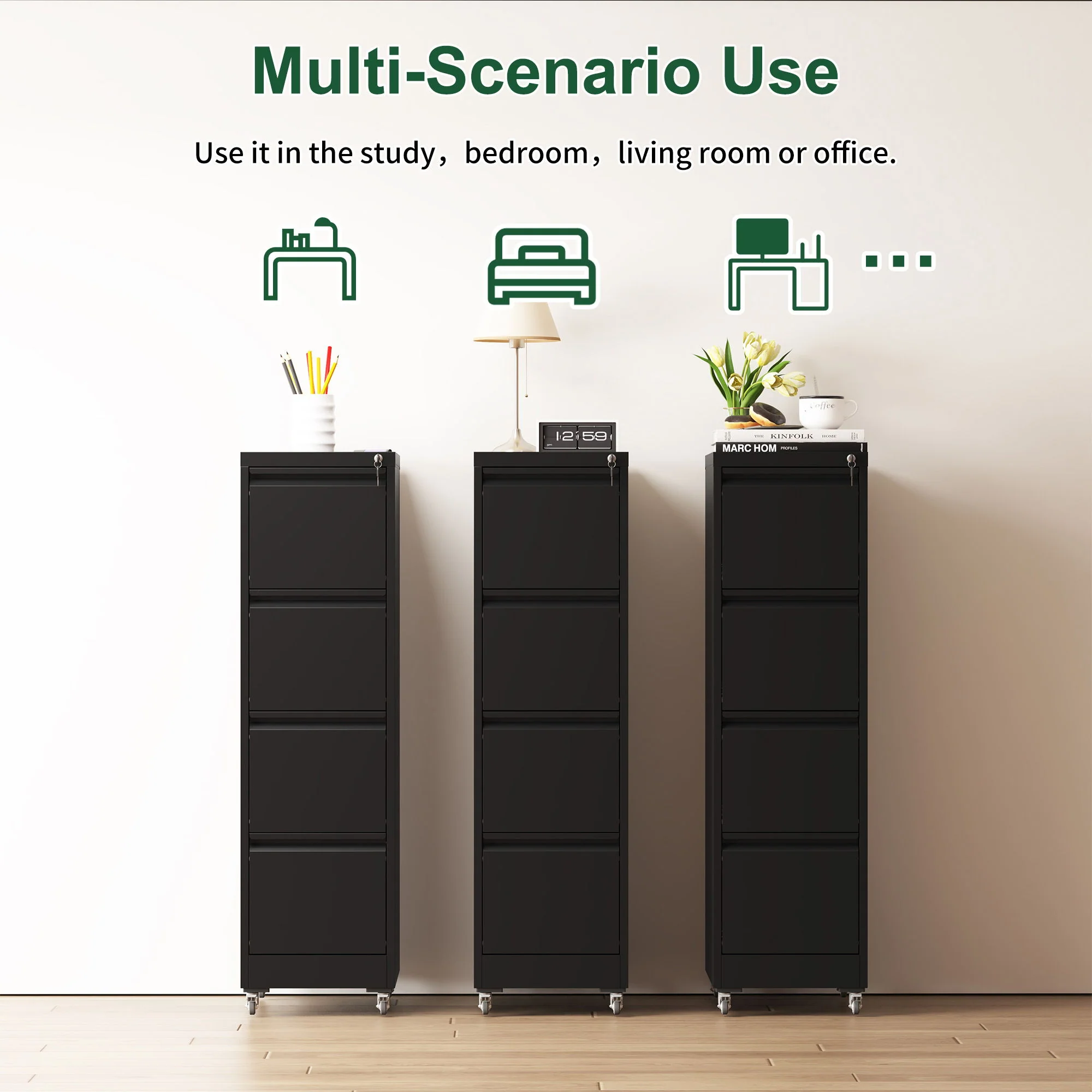 Drawer Metal Locking Vertical File Cabinet With Wheels Heavy Duty Lockable Storage - Image 32