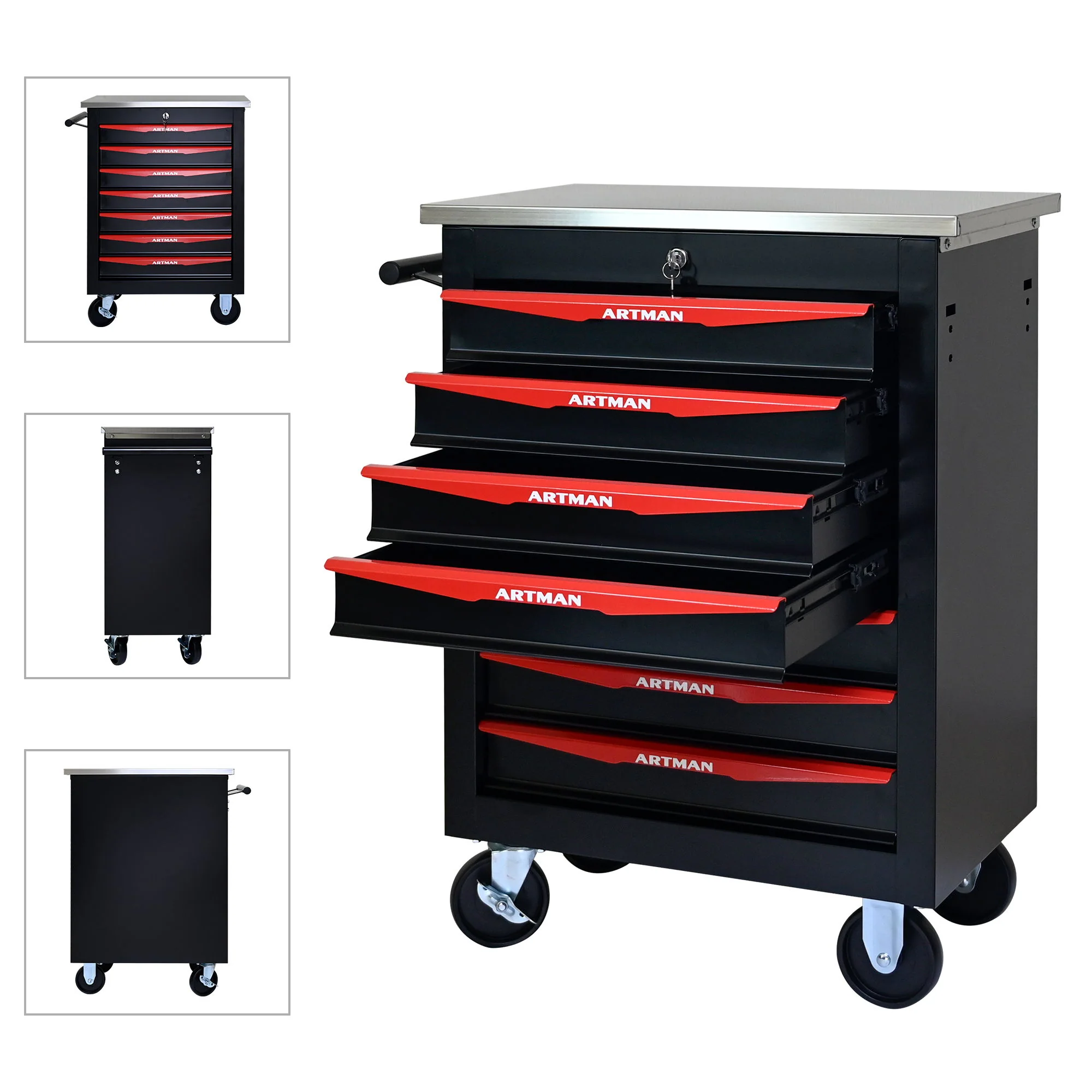 Drawer Multifunctional Tool Cart With Wheels For Garage - Image 27
