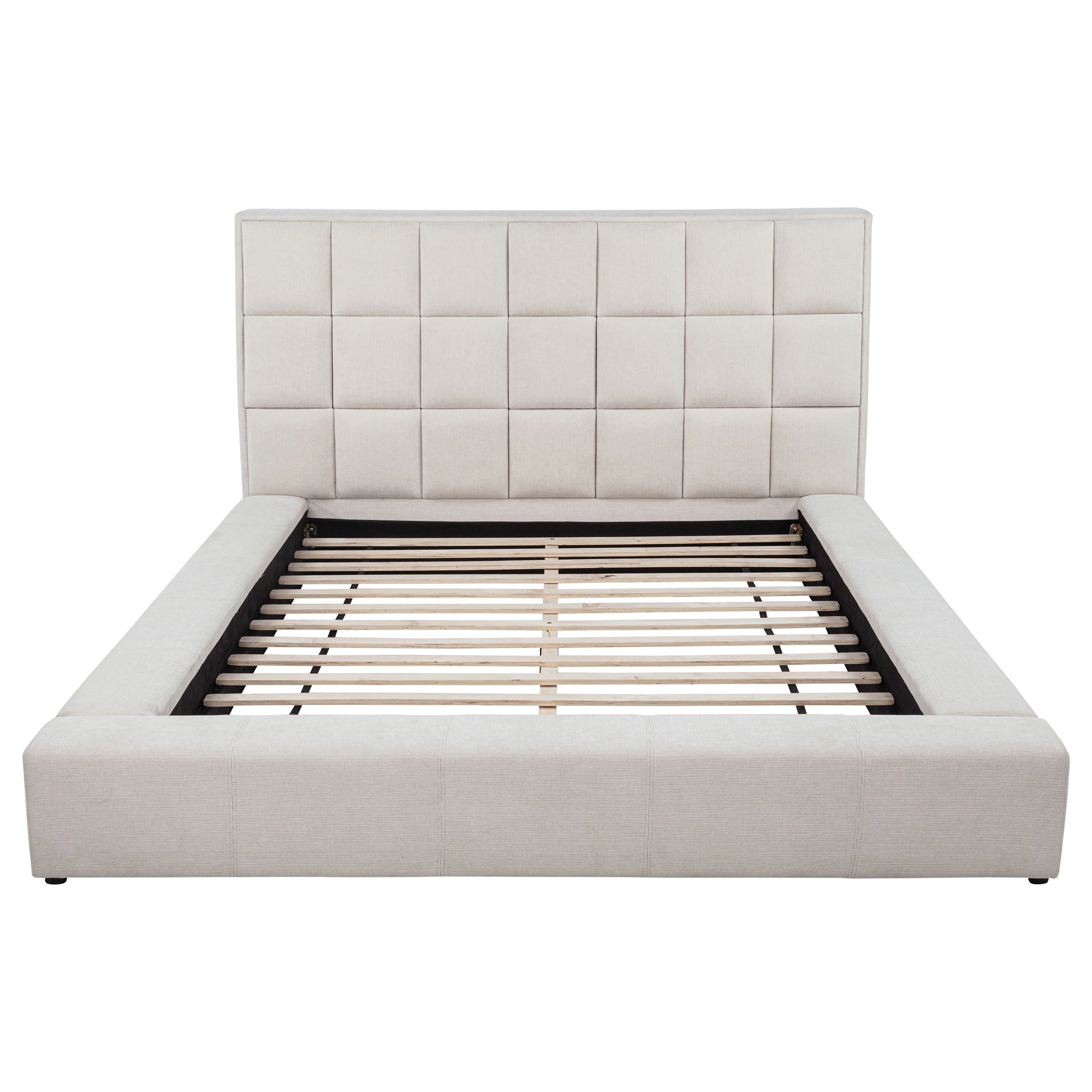 Dreux Upholstered Eastern King Panel Platform Bed, Cream - Image 9