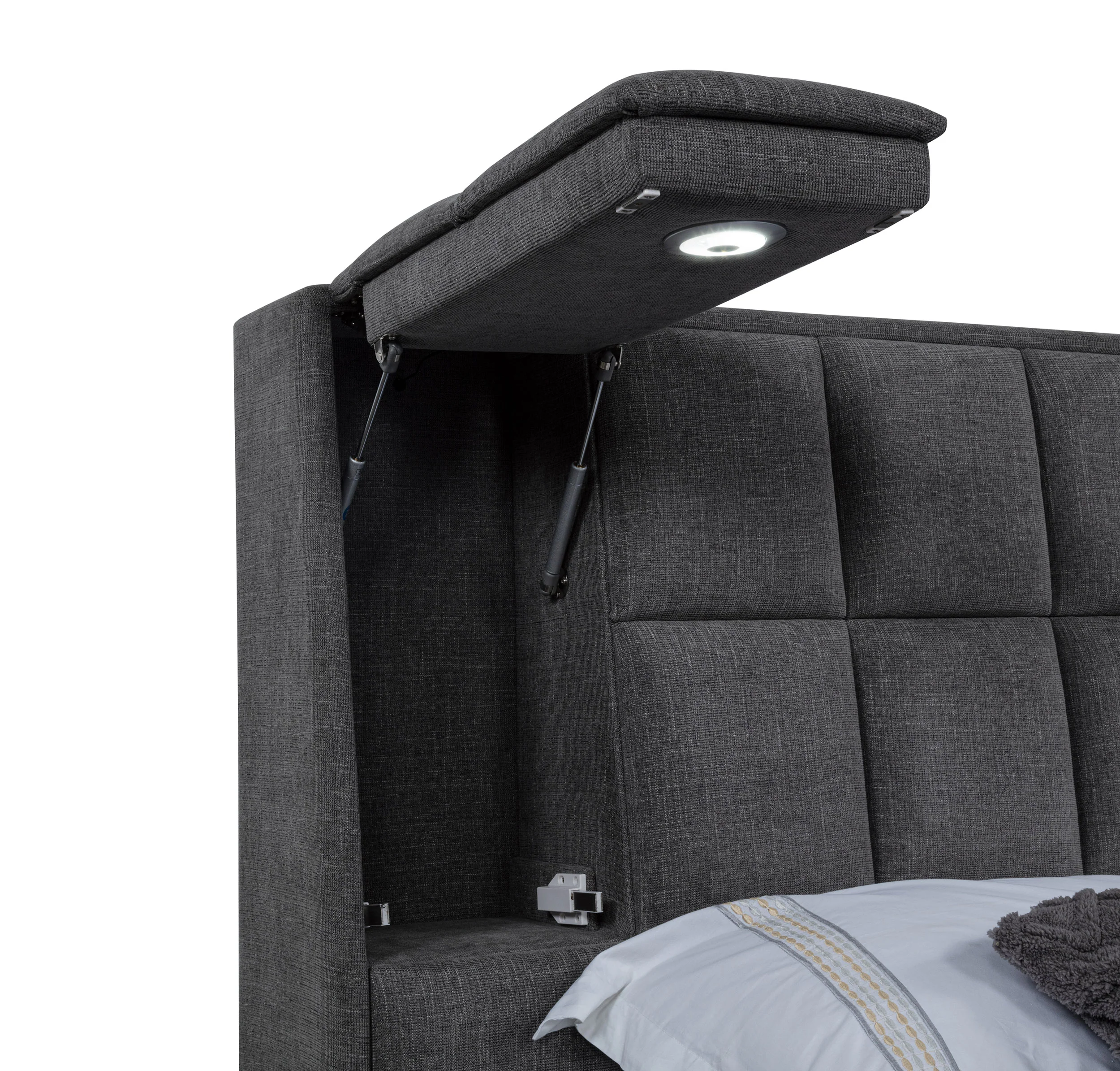 Dreux Upholstered Eastern King Panel Platform Bed Grey - Image 13