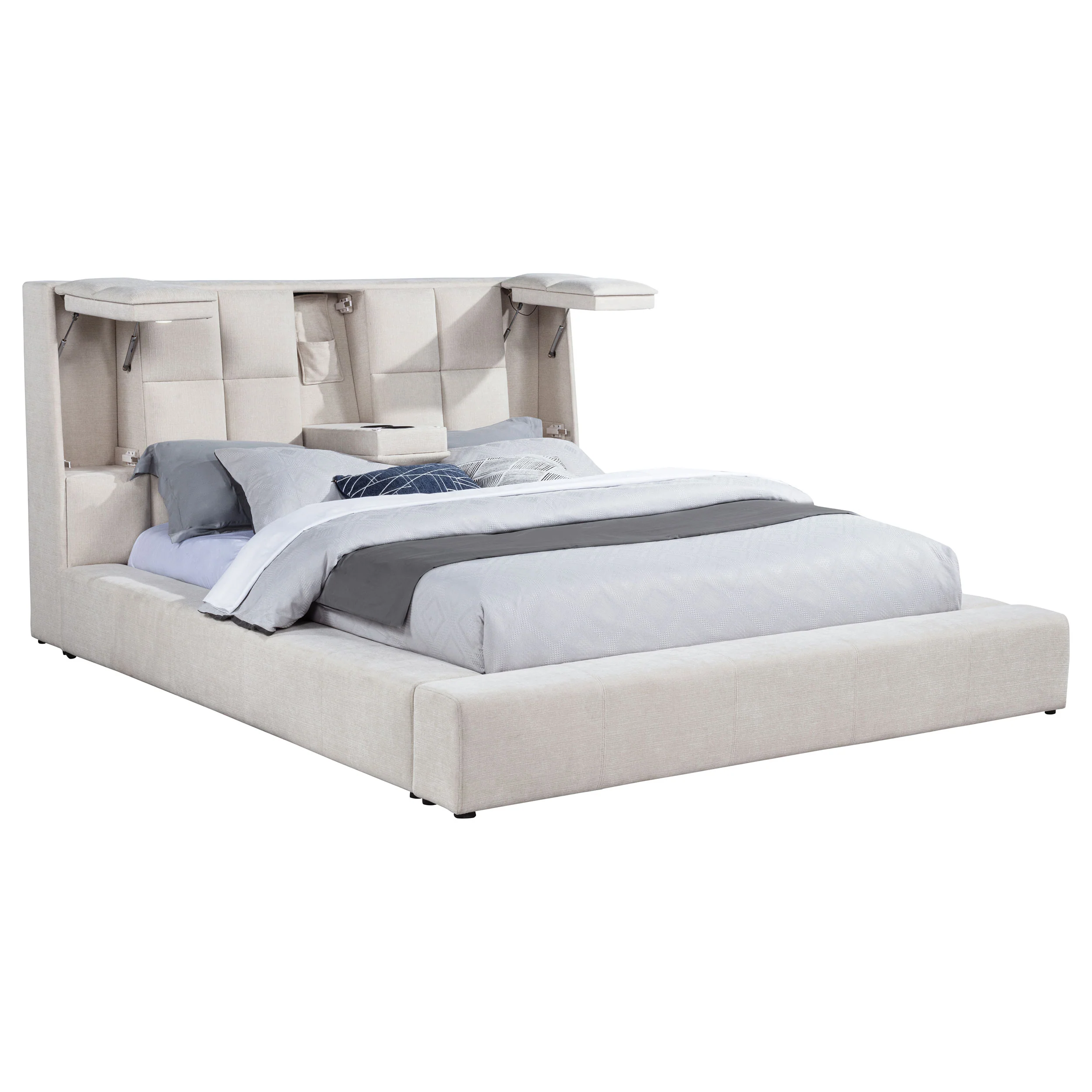 Dreux Upholstered Queen Panel Platform Bed in Cream - Image 5