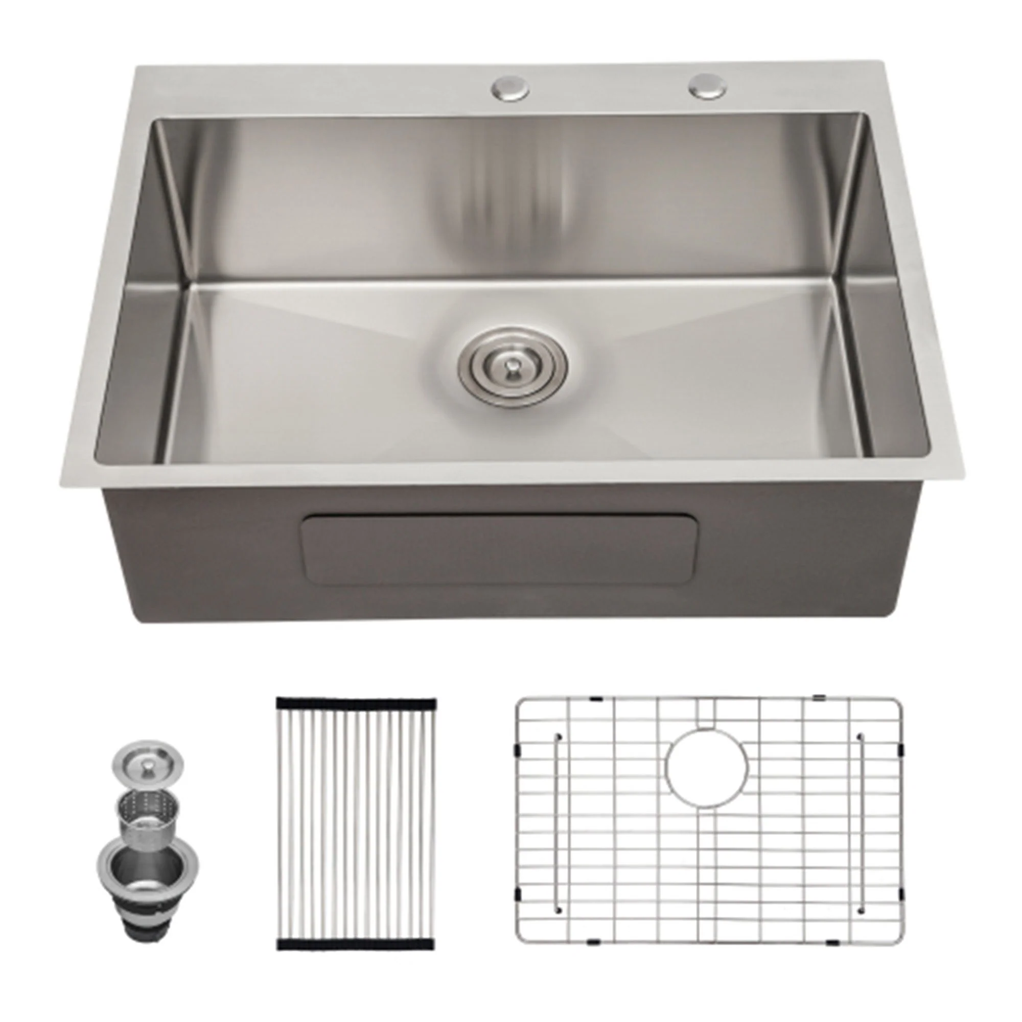 Drop In Kitchen Sink, 16 Gauge Stainless Steel, Single Bowl, Topmount Basin - Image 5