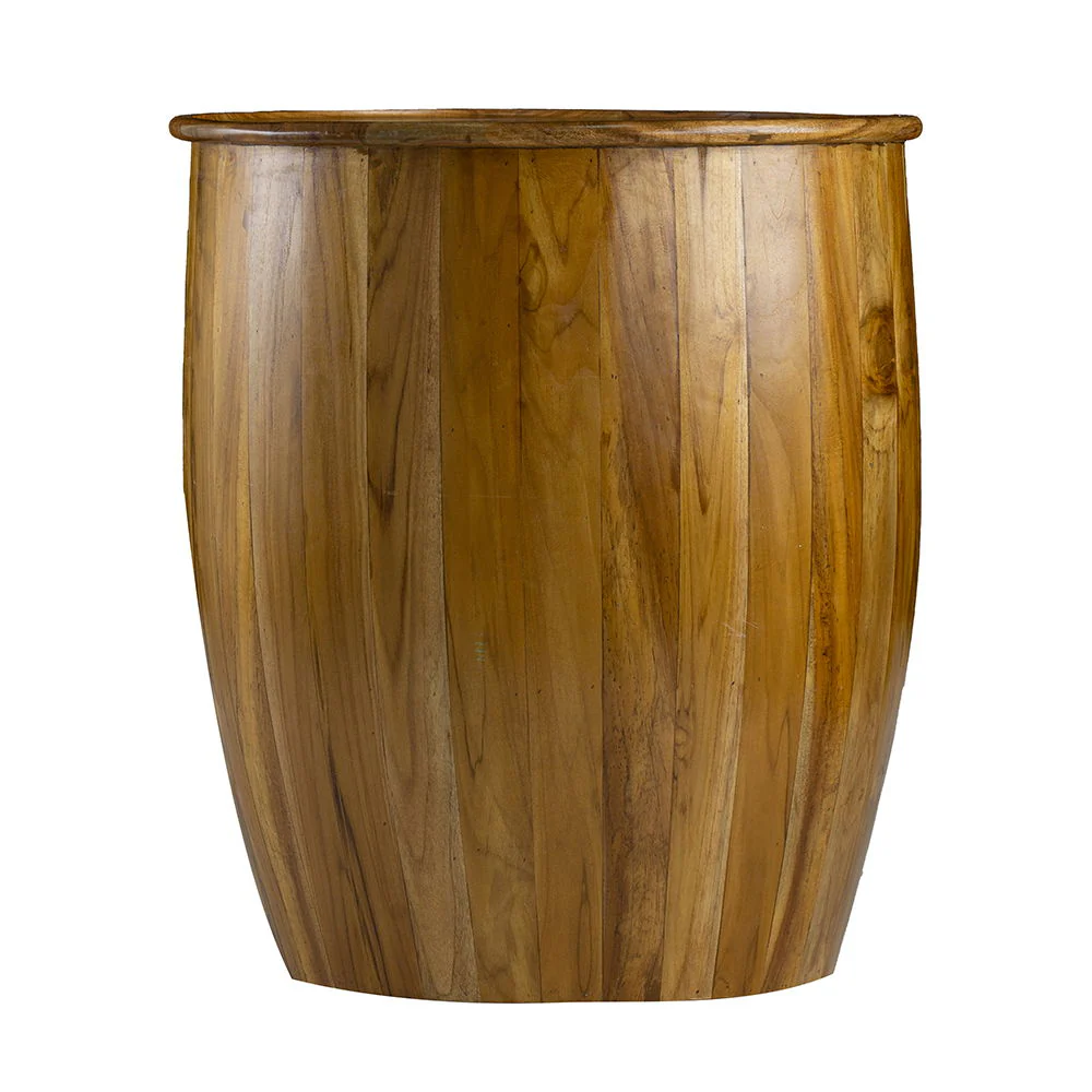 Drum Side Table With Tray Style Top - Brown - Image 2