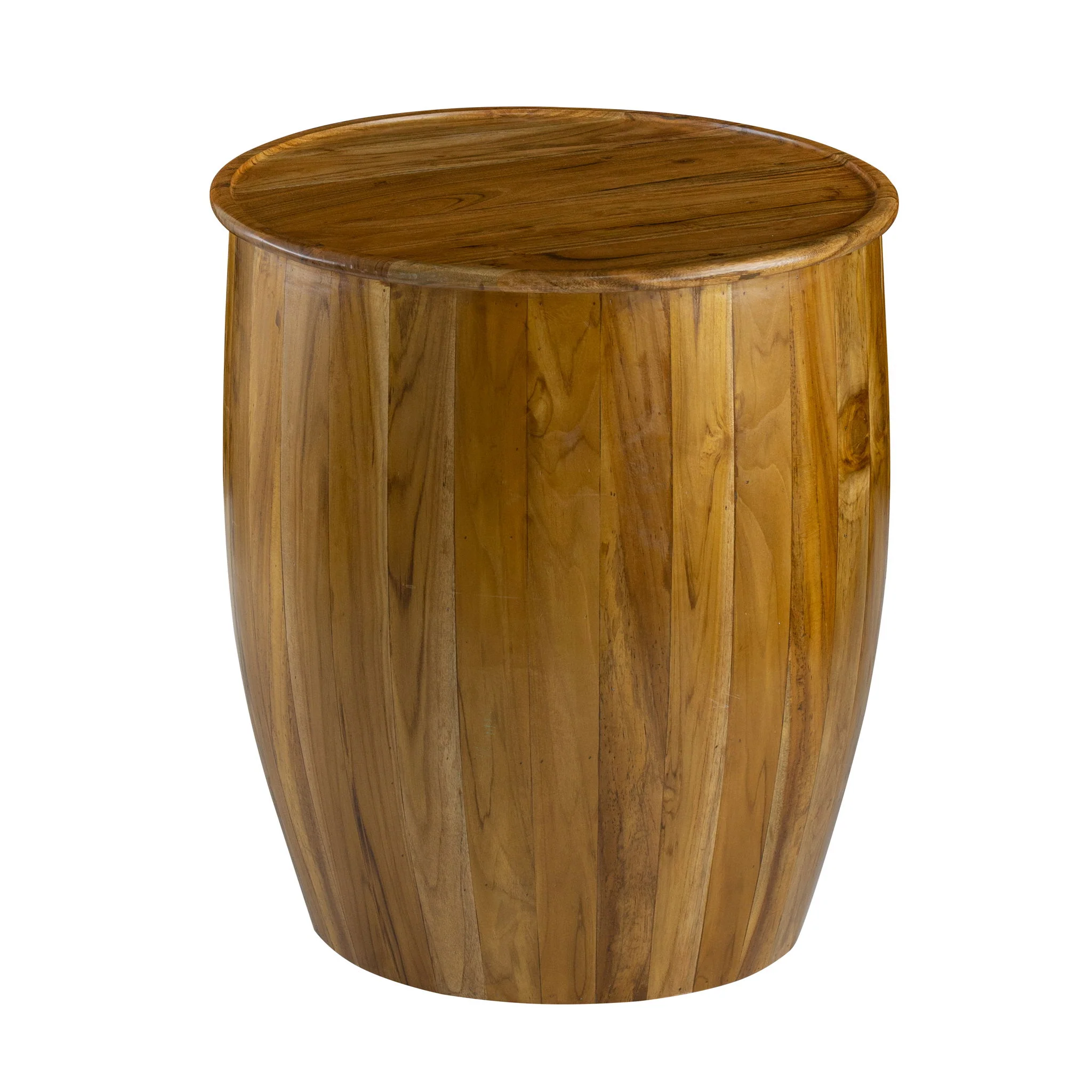 Drum Side Table With Tray Style Top - Brown - Image 5