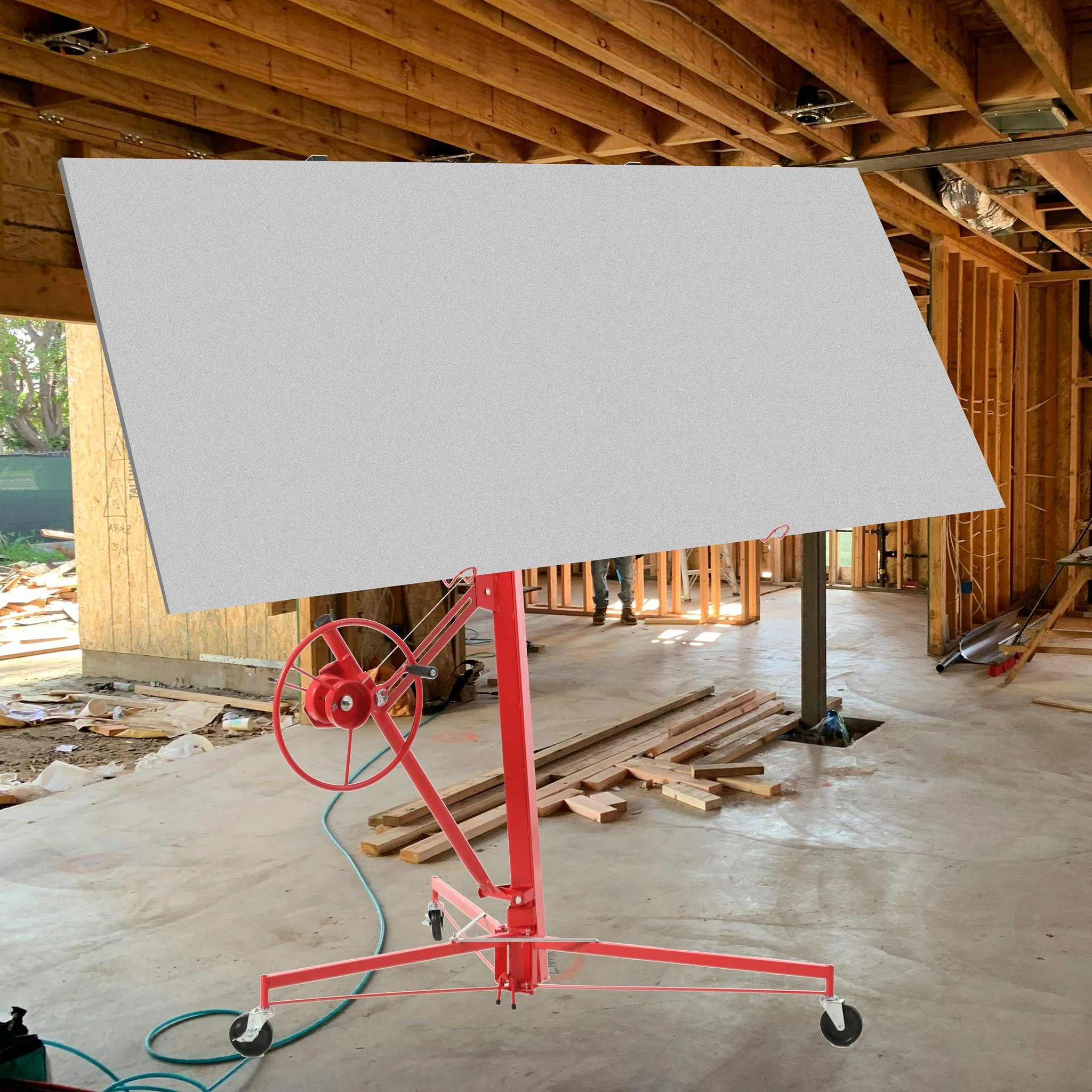 Drywall Lift Panel Hoist Jack Lifter With Caster Wheels And Telescopic Arm - Image 5