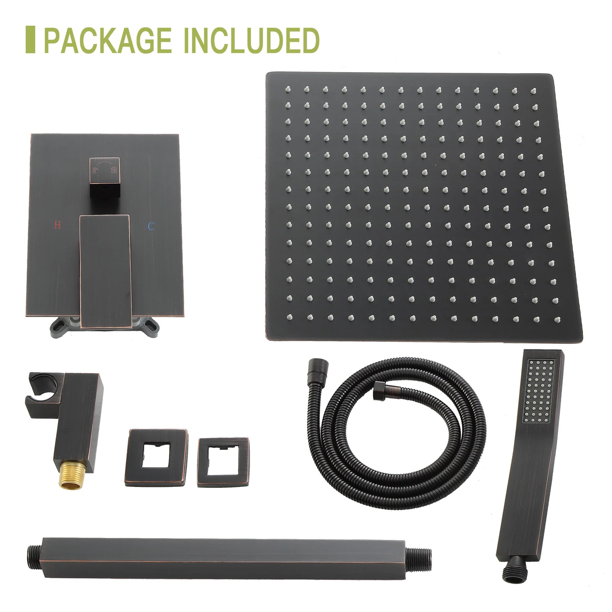 Dual Shower Head 16" Ceiling Mount Square Shower System With Rough In Valve - Image 16