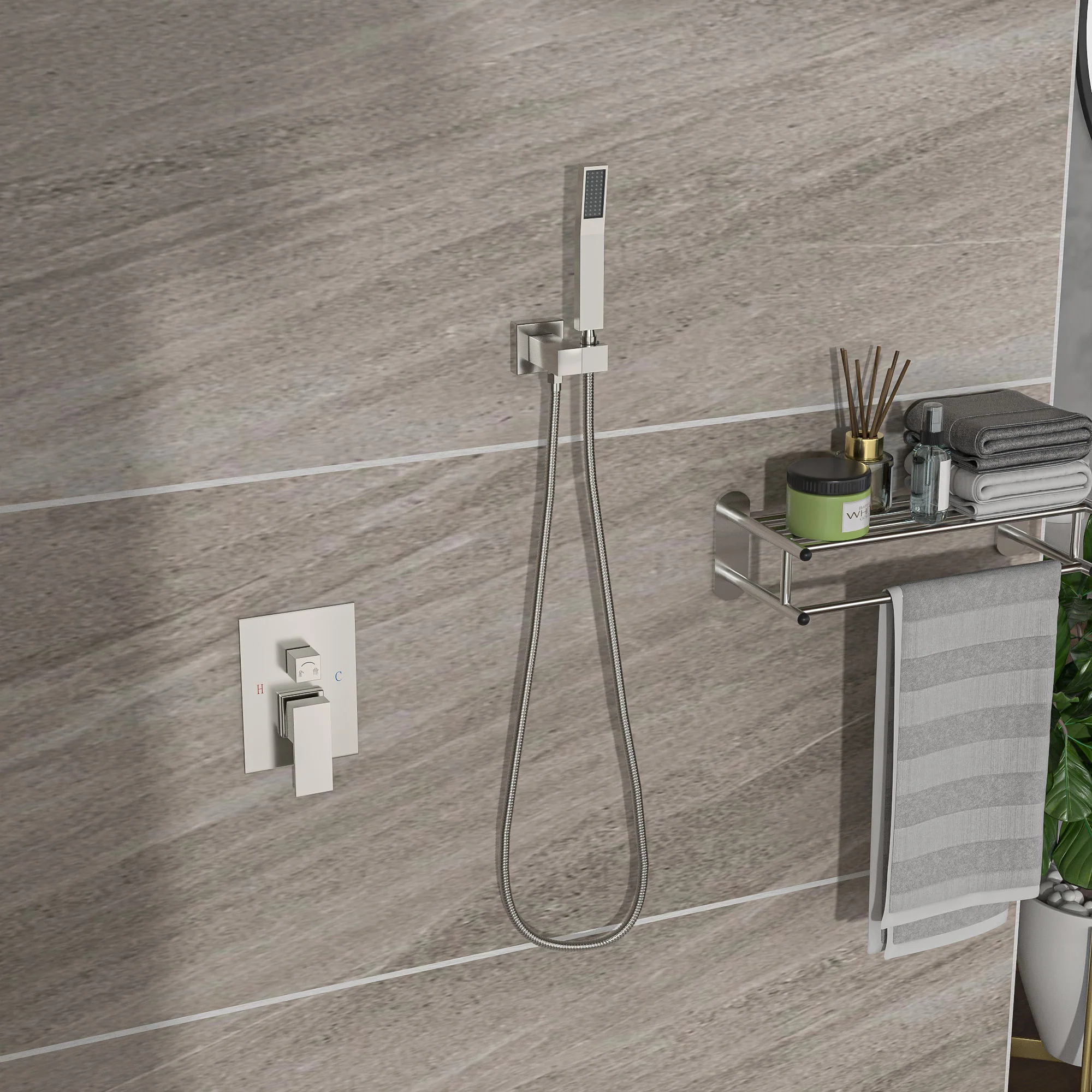Dual Shower Head 16" Ceiling Mount Square Shower System With Rough In Valve - Image 6