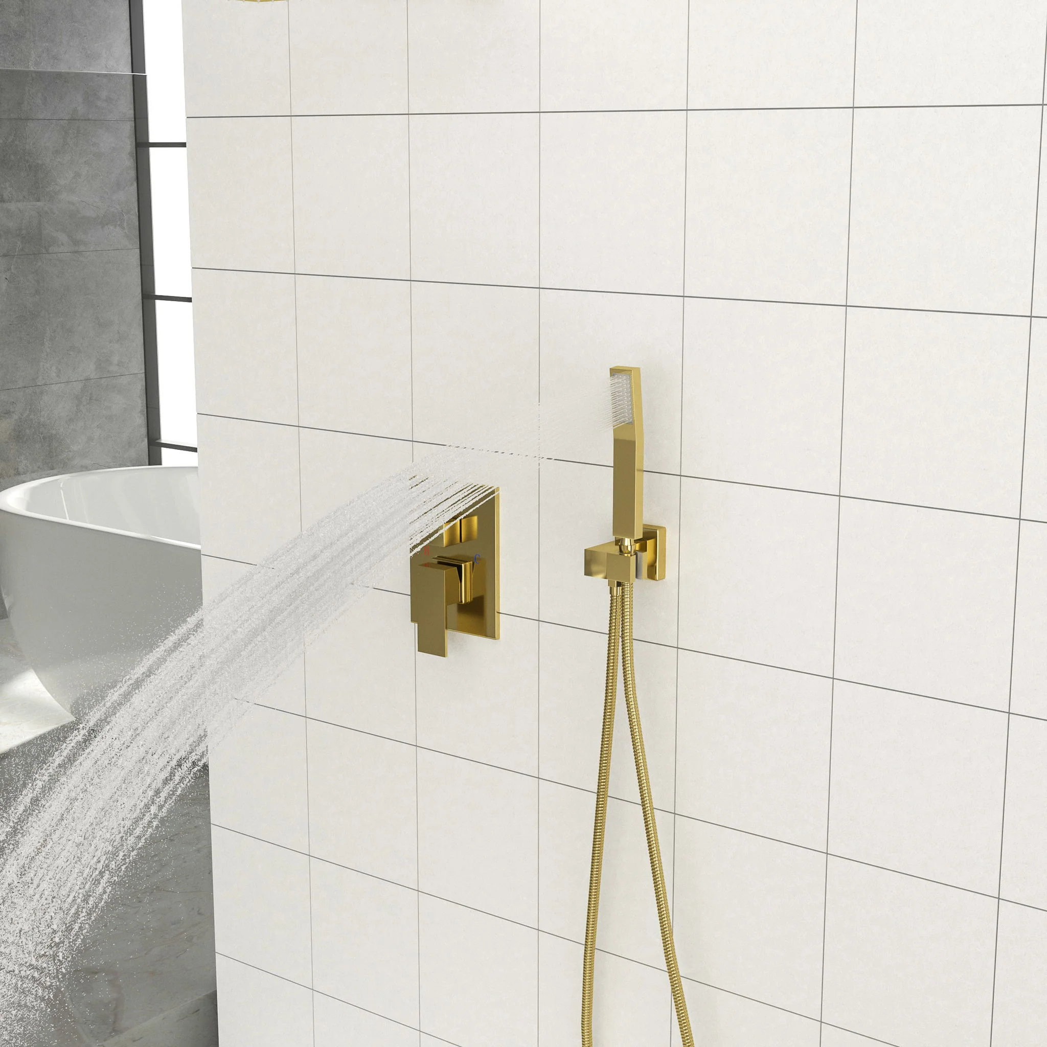 Dual Shower Head System With 12" Square Rain Shower And Rough In Valve - Image 23