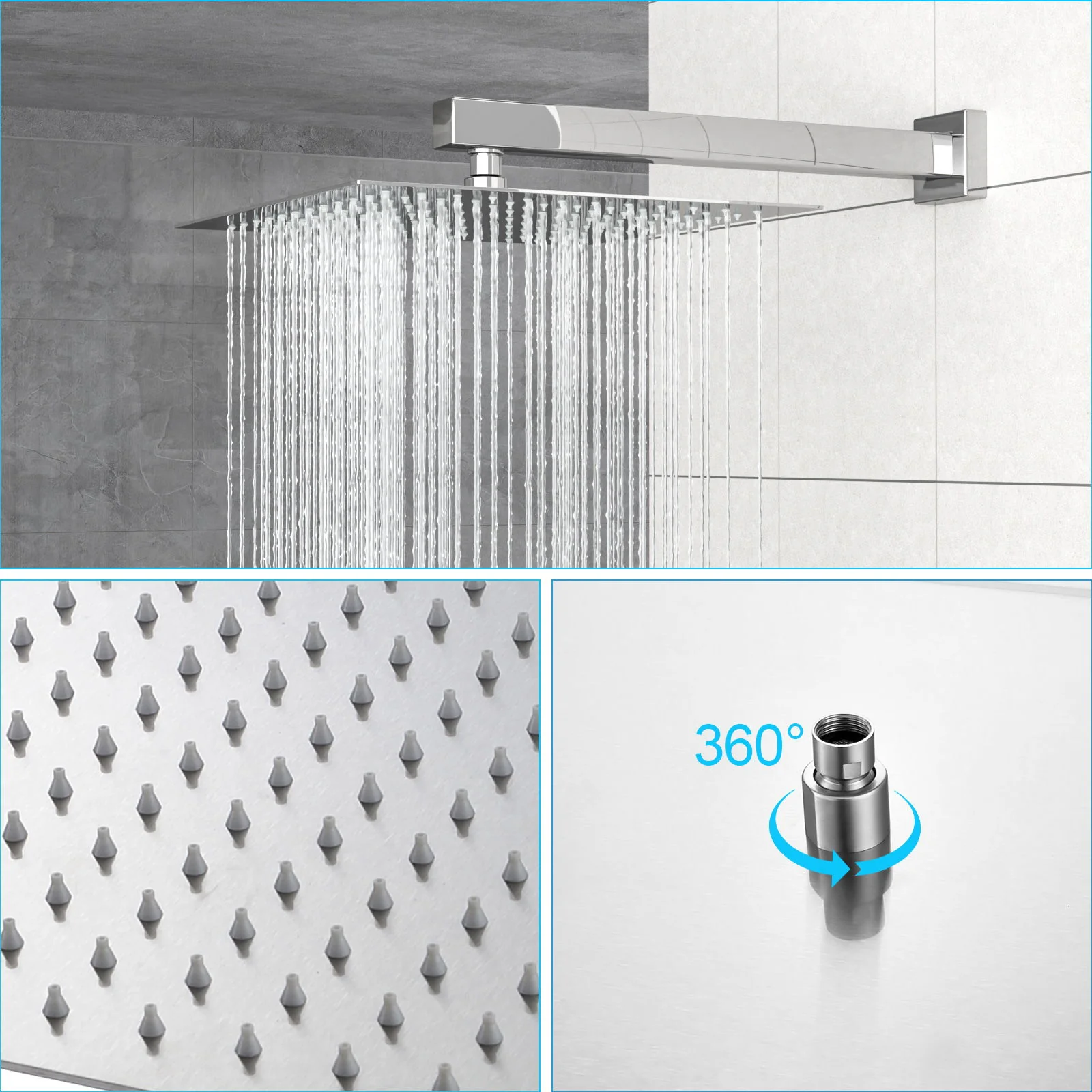 Dual Shower Head System With Square Rain Shower And Rough In Valve - Image 14
