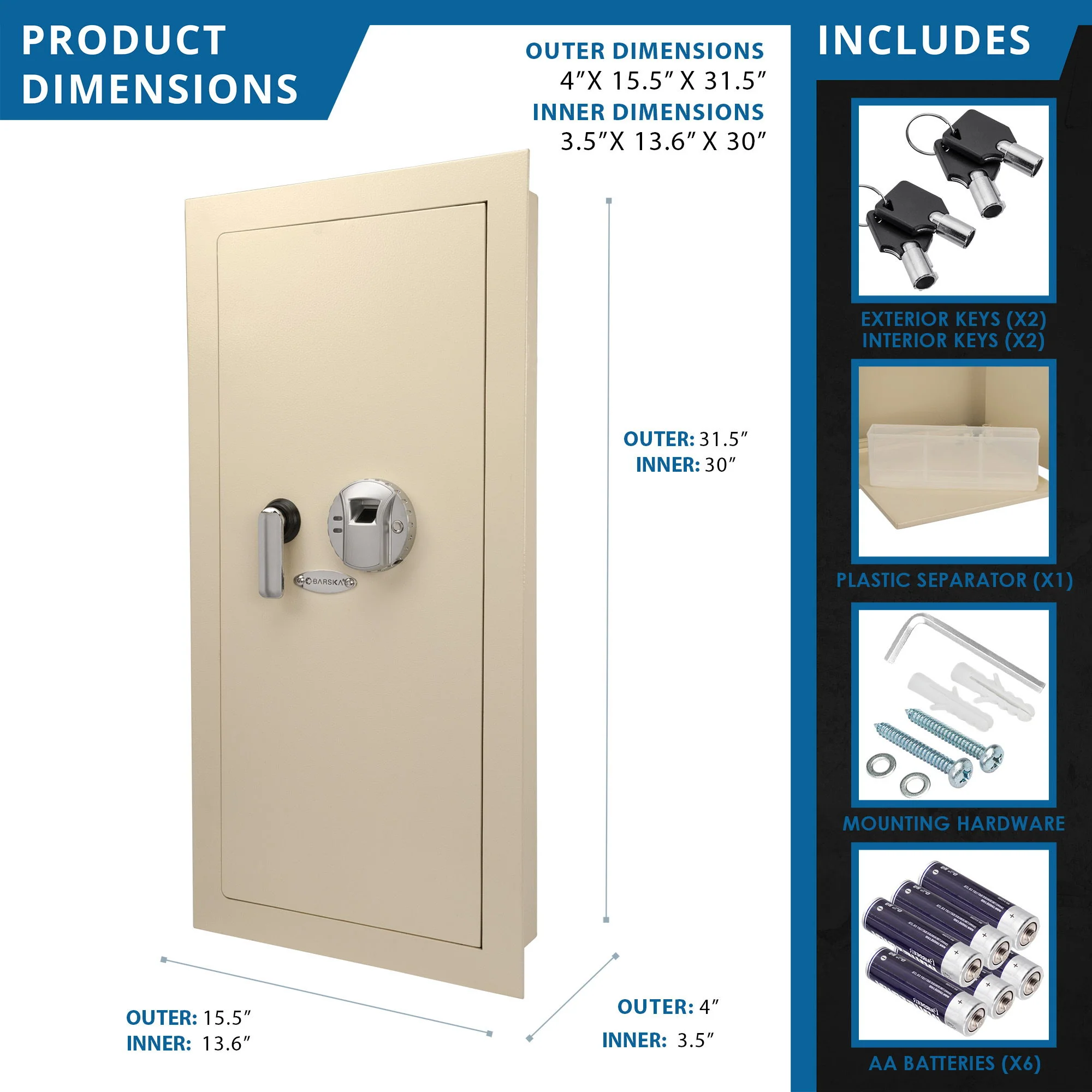 Durable Biometric Wall Safe - Image 18